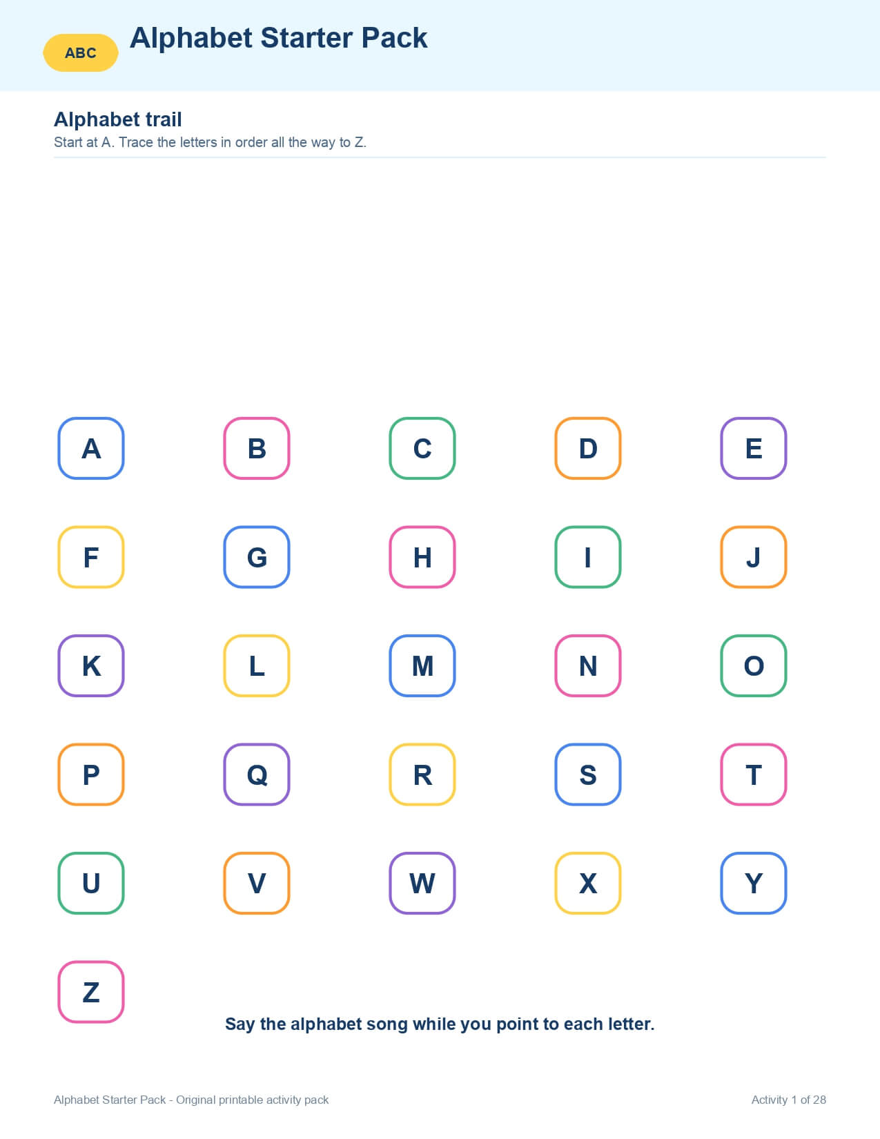Alphabet Starter Pack – worksheet preview page 2