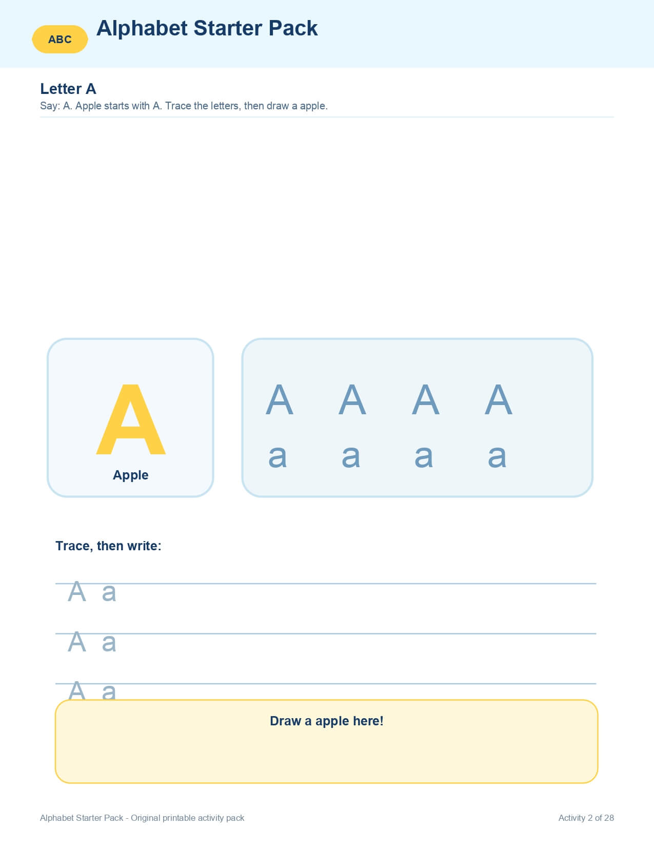 Alphabet Starter Pack – worksheet preview page 3