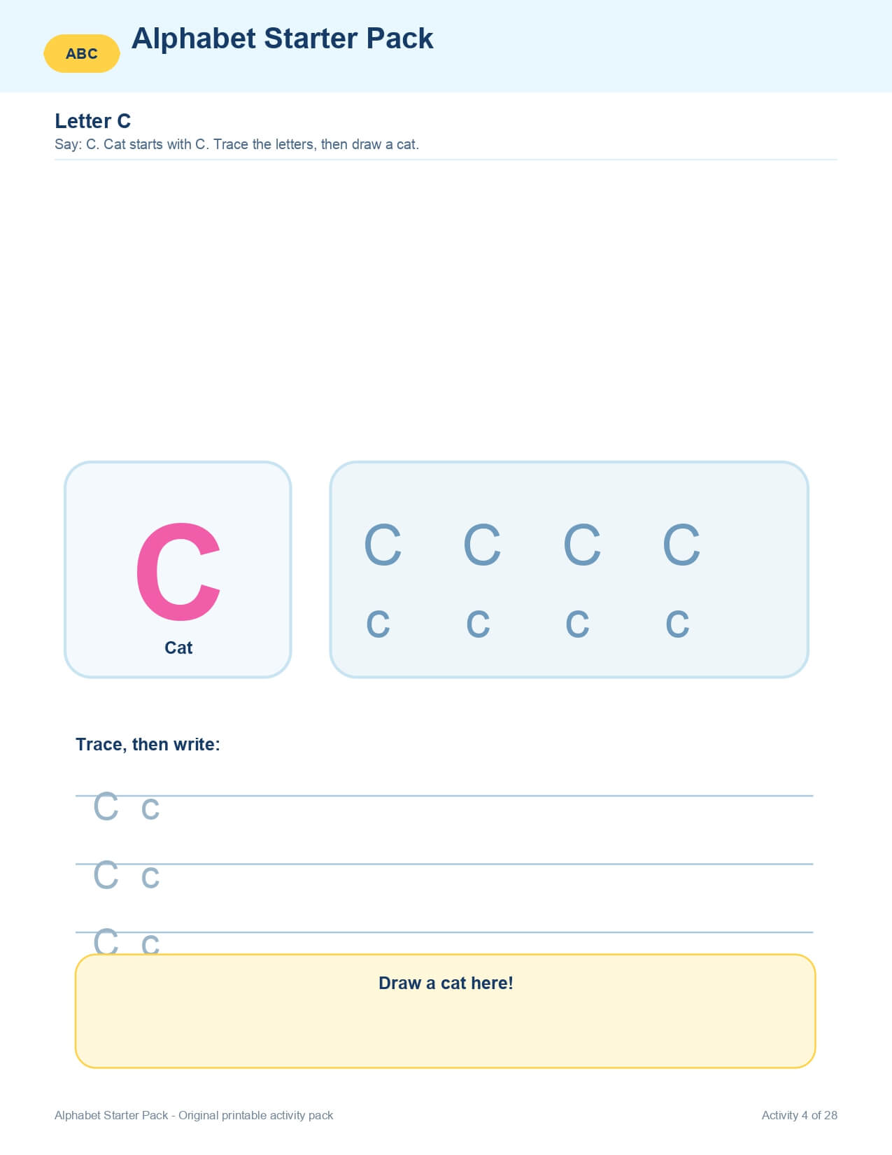 Alphabet Starter Pack – worksheet preview page 5