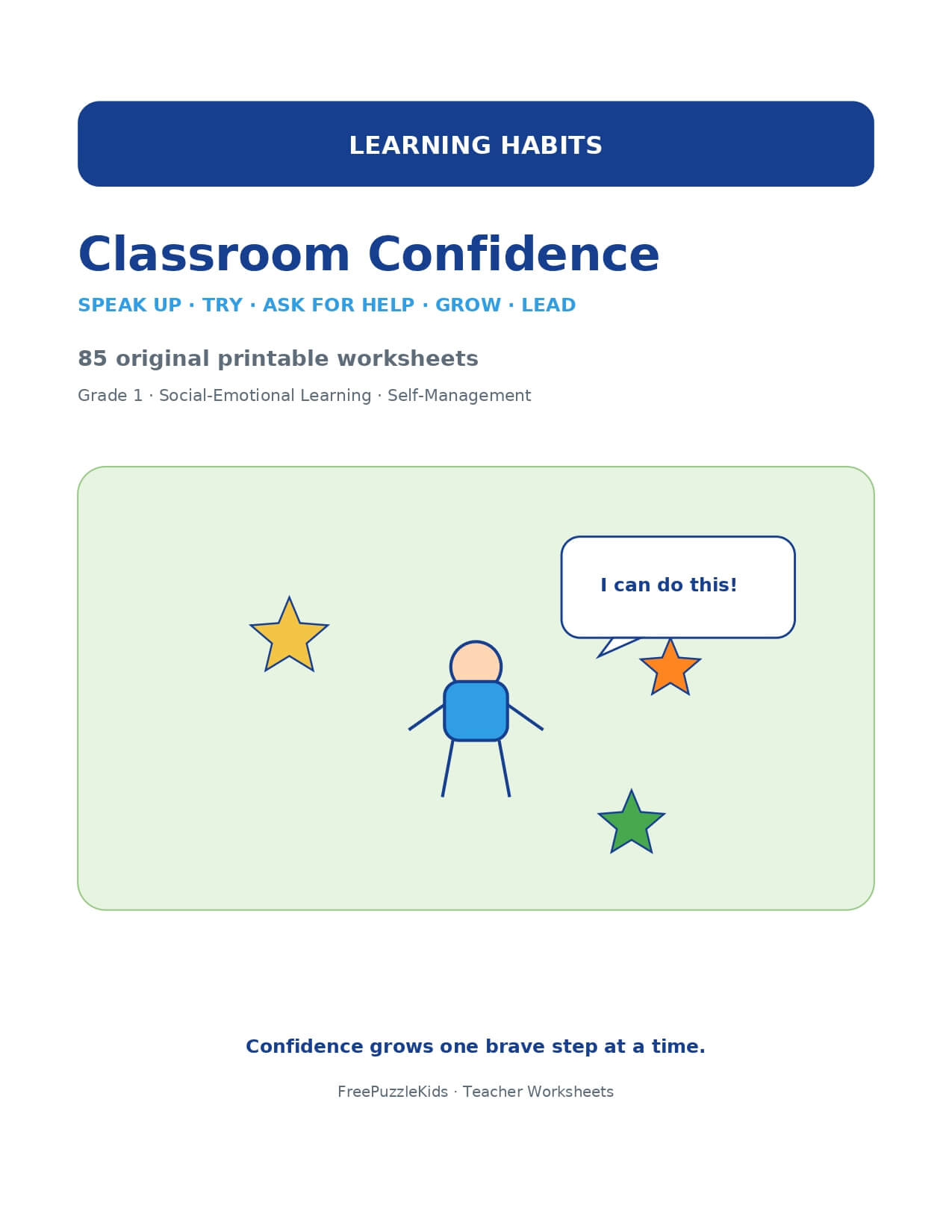 Classroom Confidence (Grade 1) – printable educational resource