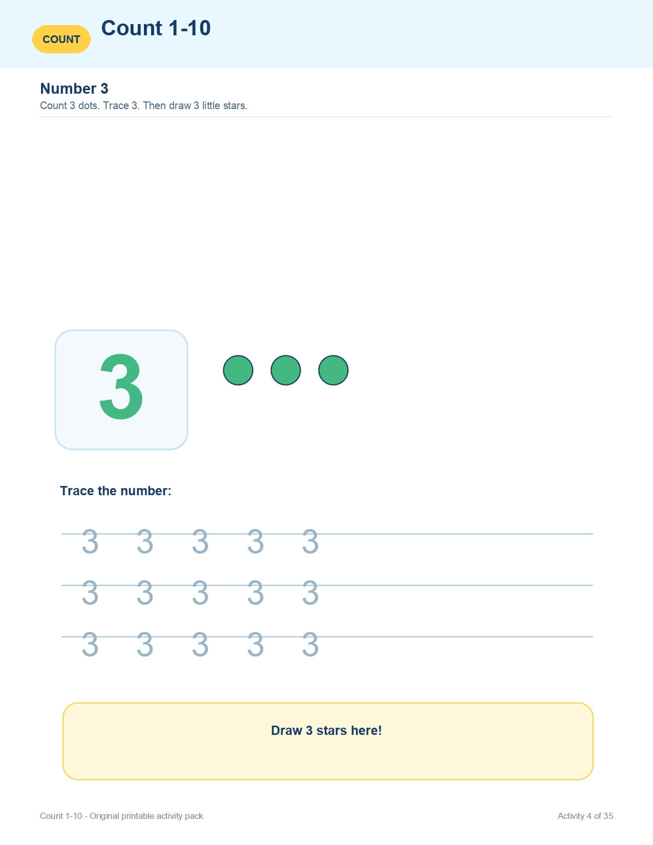 Count 1 to 10 – worksheet preview page 5
