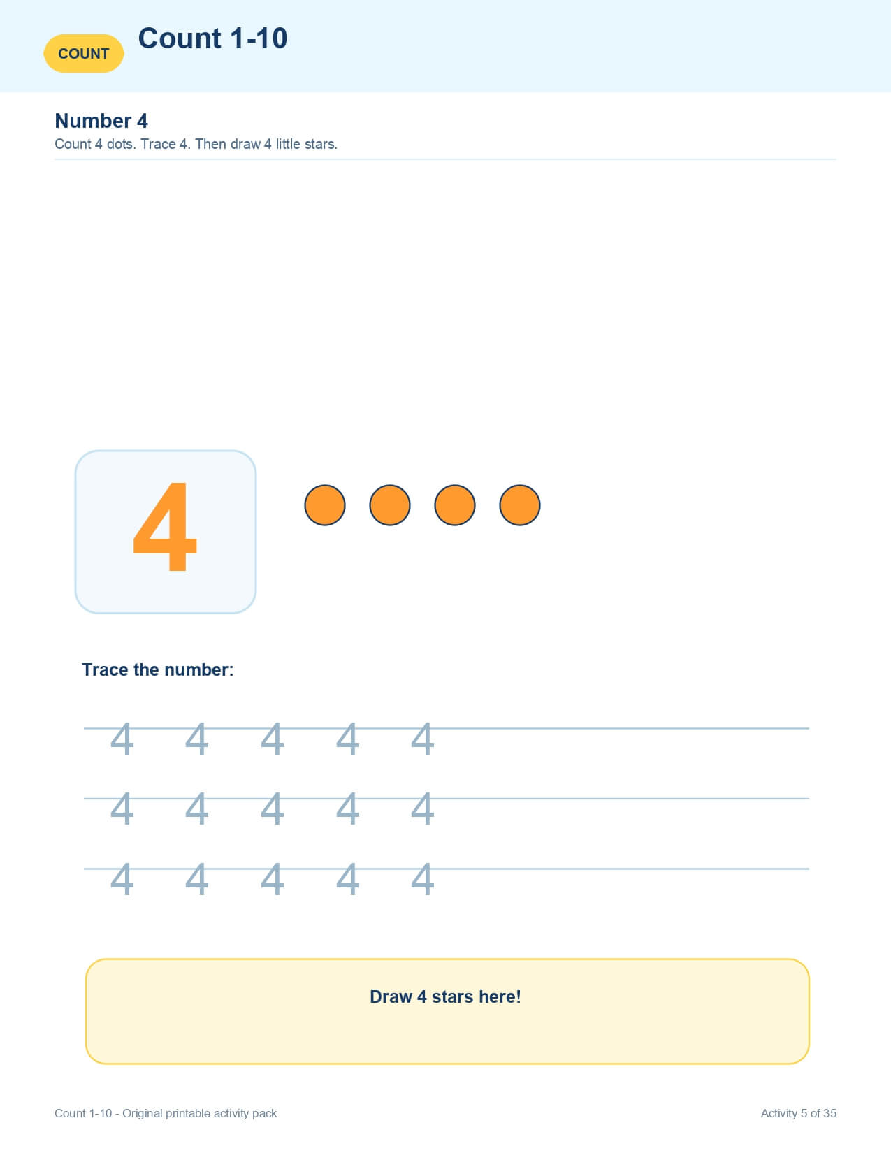 Count 1 to 10 – worksheet preview page 6