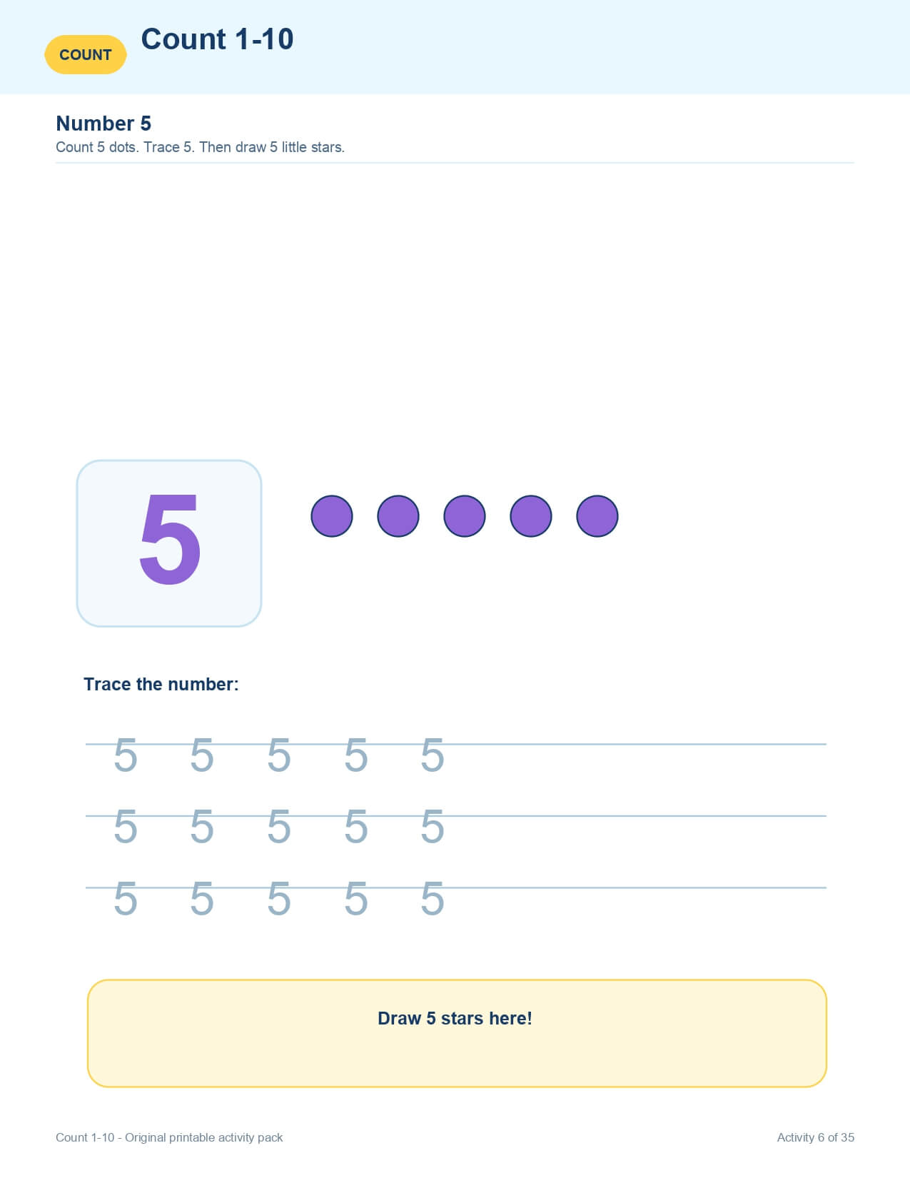 Count 1 to 10 – worksheet preview page 7