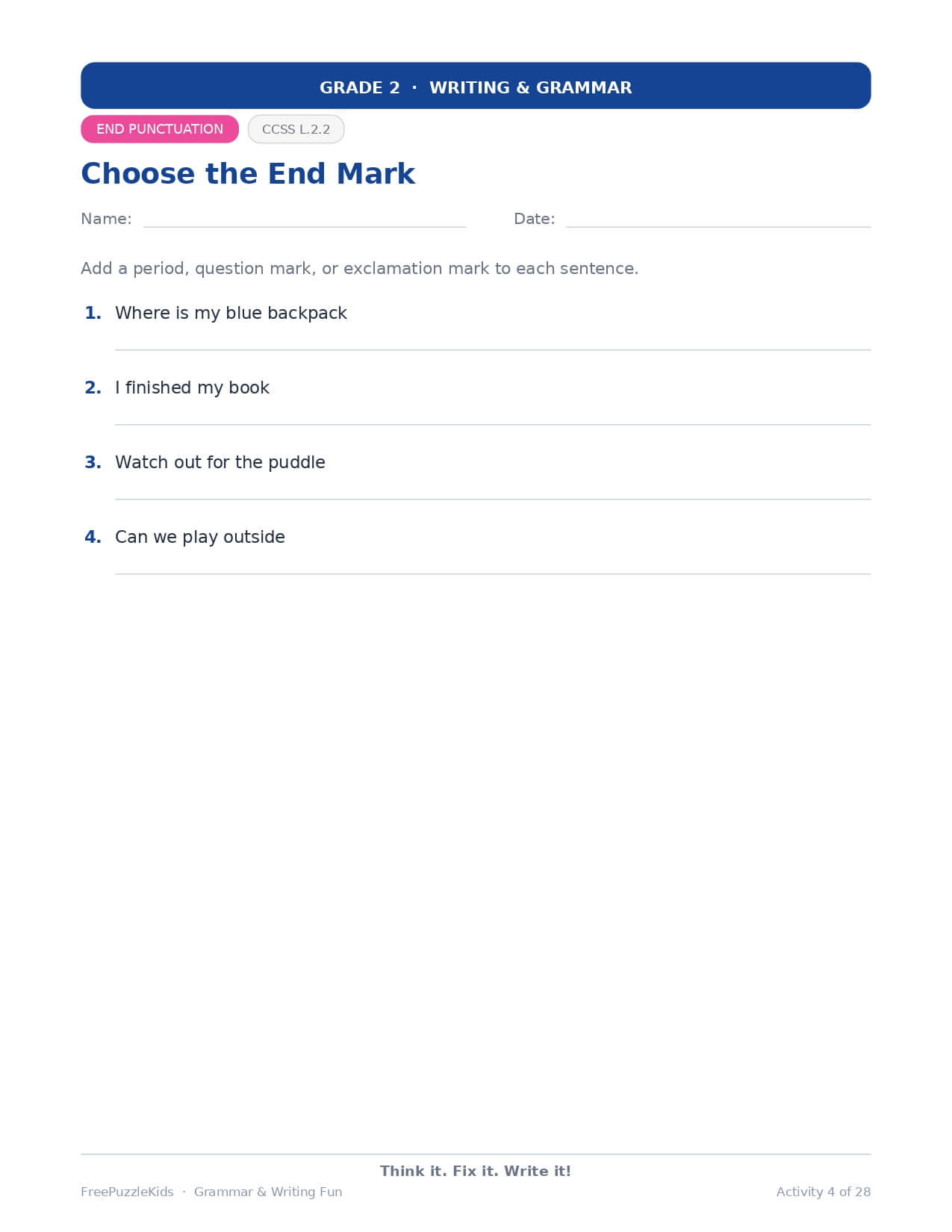 Grammar & Writing Fun – Grade 2 – worksheet preview page 5