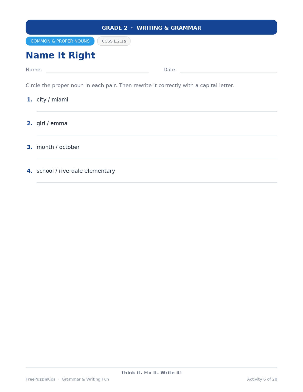 Grammar & Writing Fun – Grade 2 – worksheet preview page 7