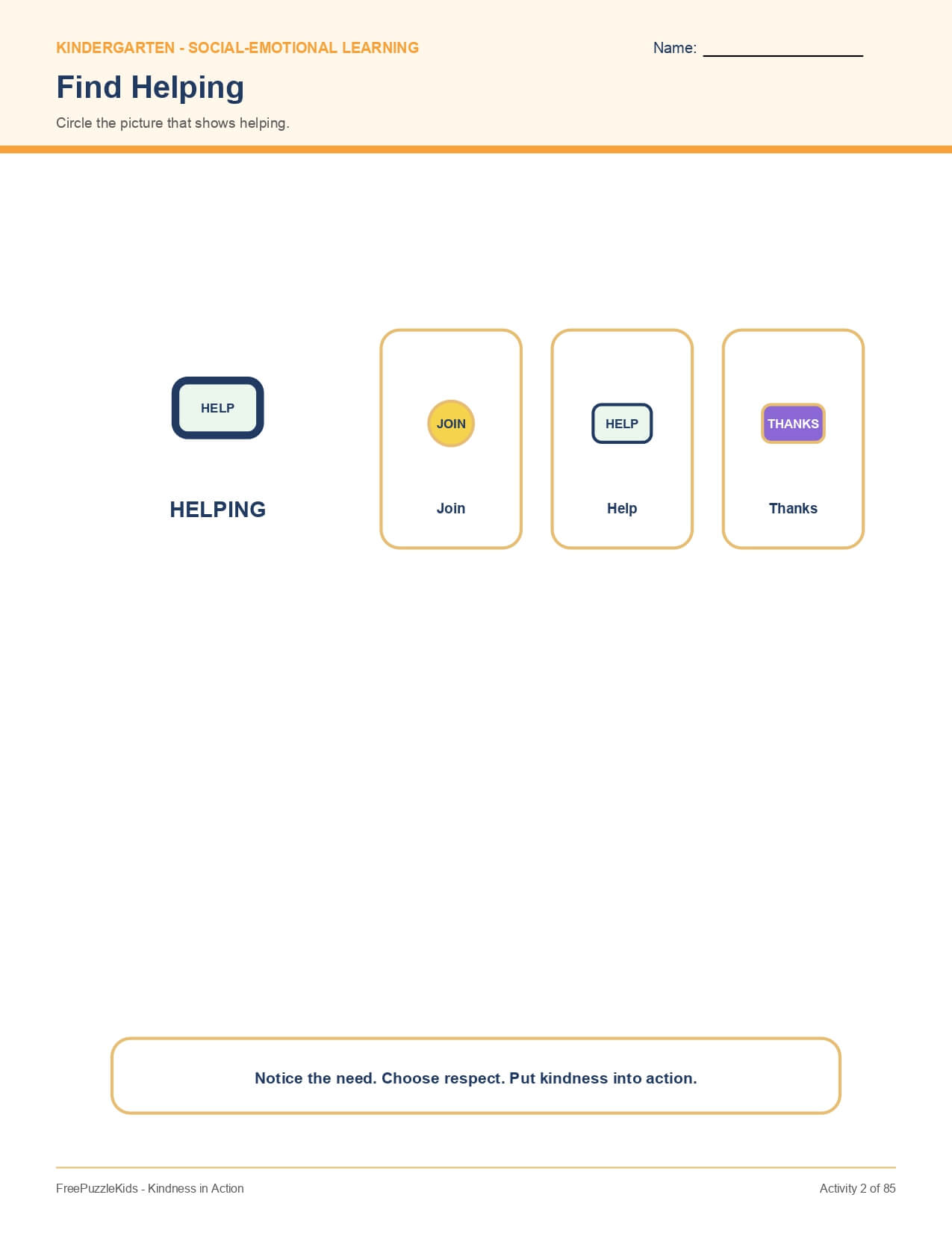 Kindness in Action – worksheet preview page 3