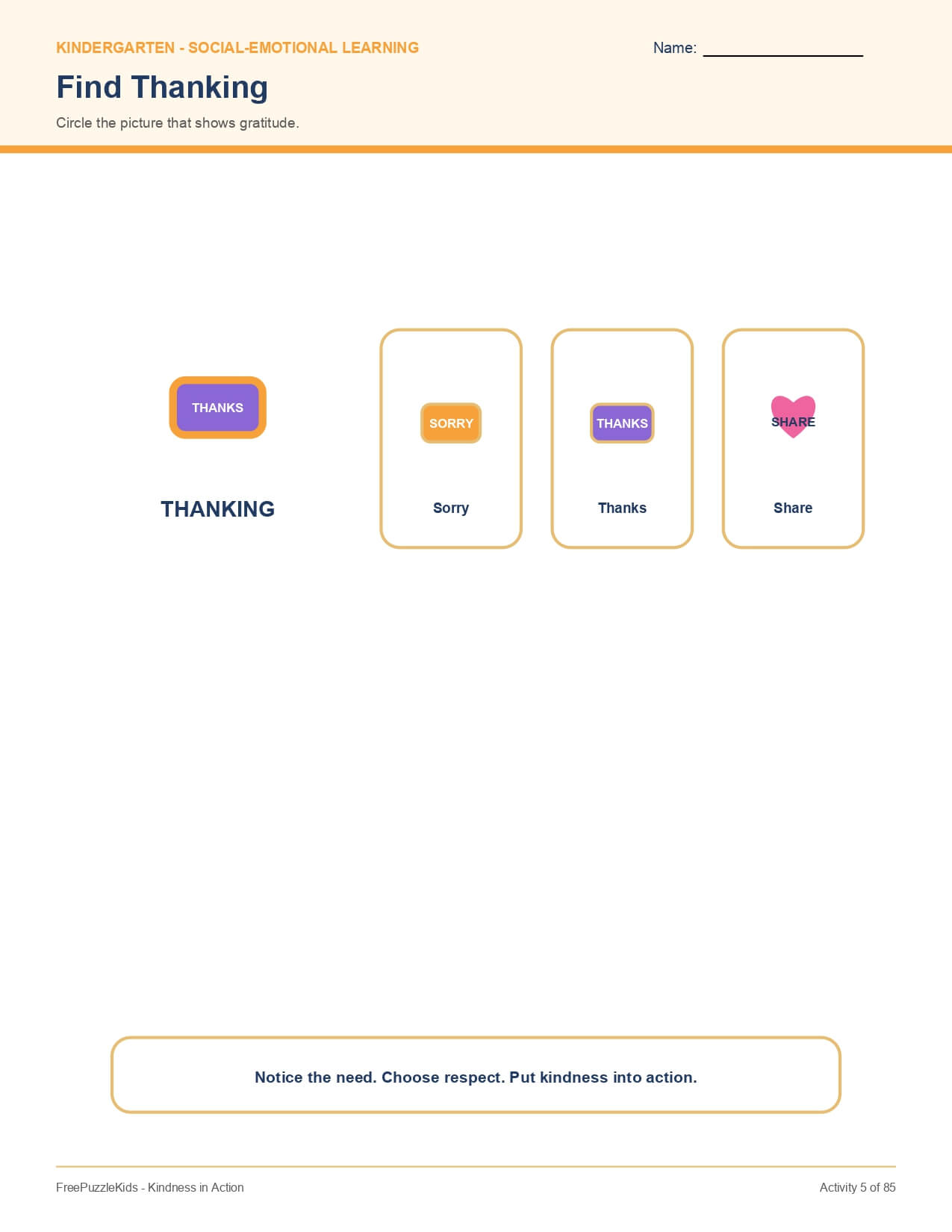 Kindness in Action – worksheet preview page 6