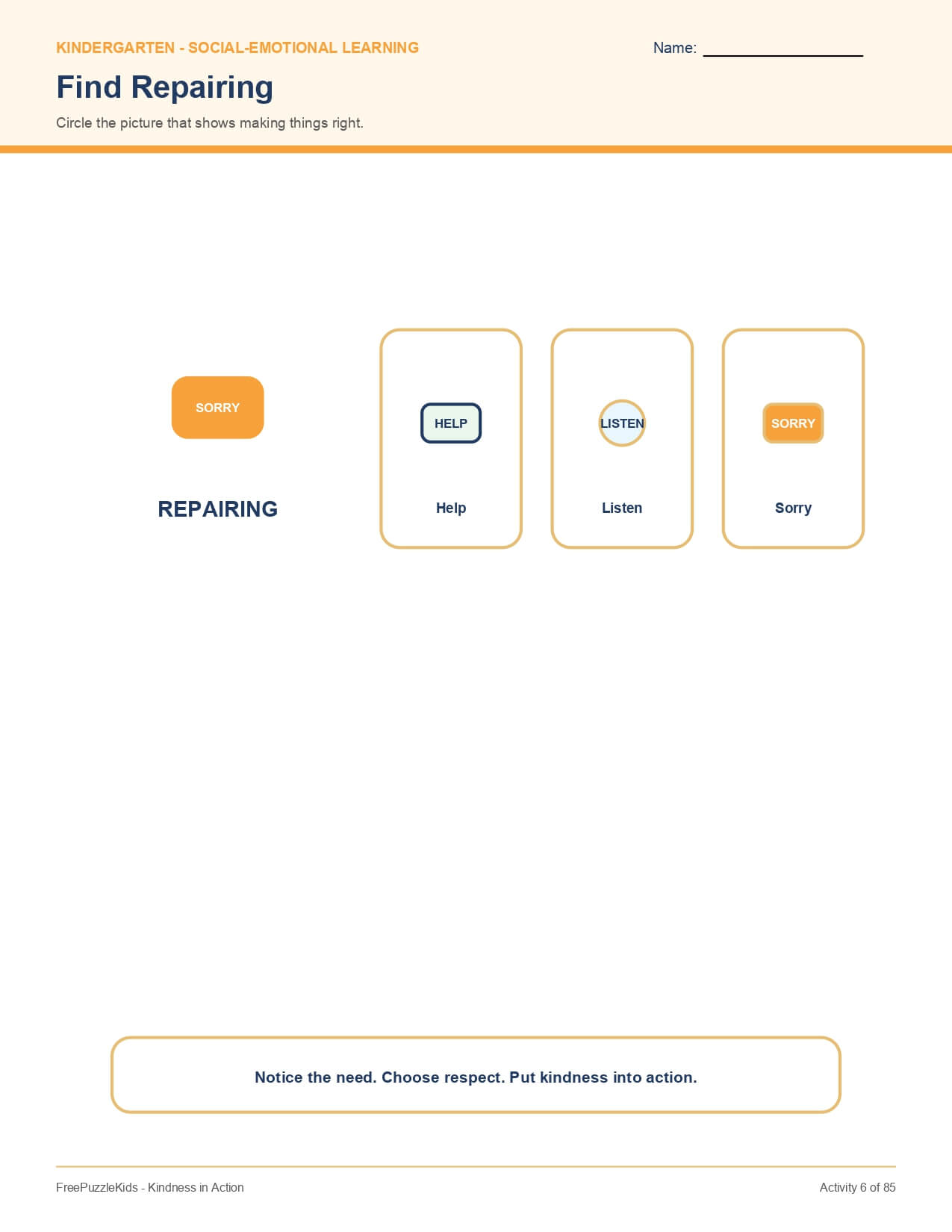 Kindness in Action – worksheet preview page 7