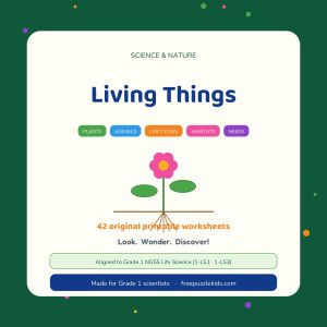 Living Things-Grade 1 Science & Nature Worksheets – printable educational resource