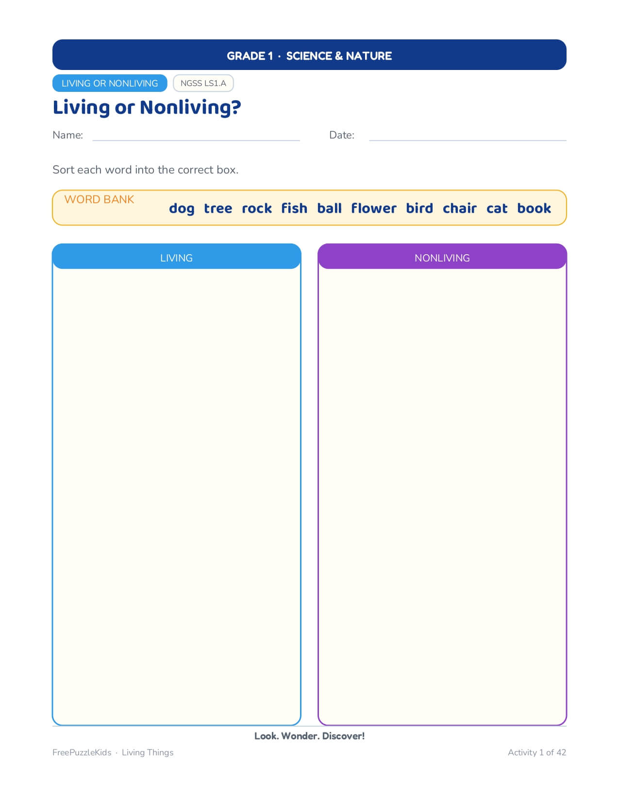 Living Things-Grade 1 Science & Nature Worksheets – worksheet preview page 2