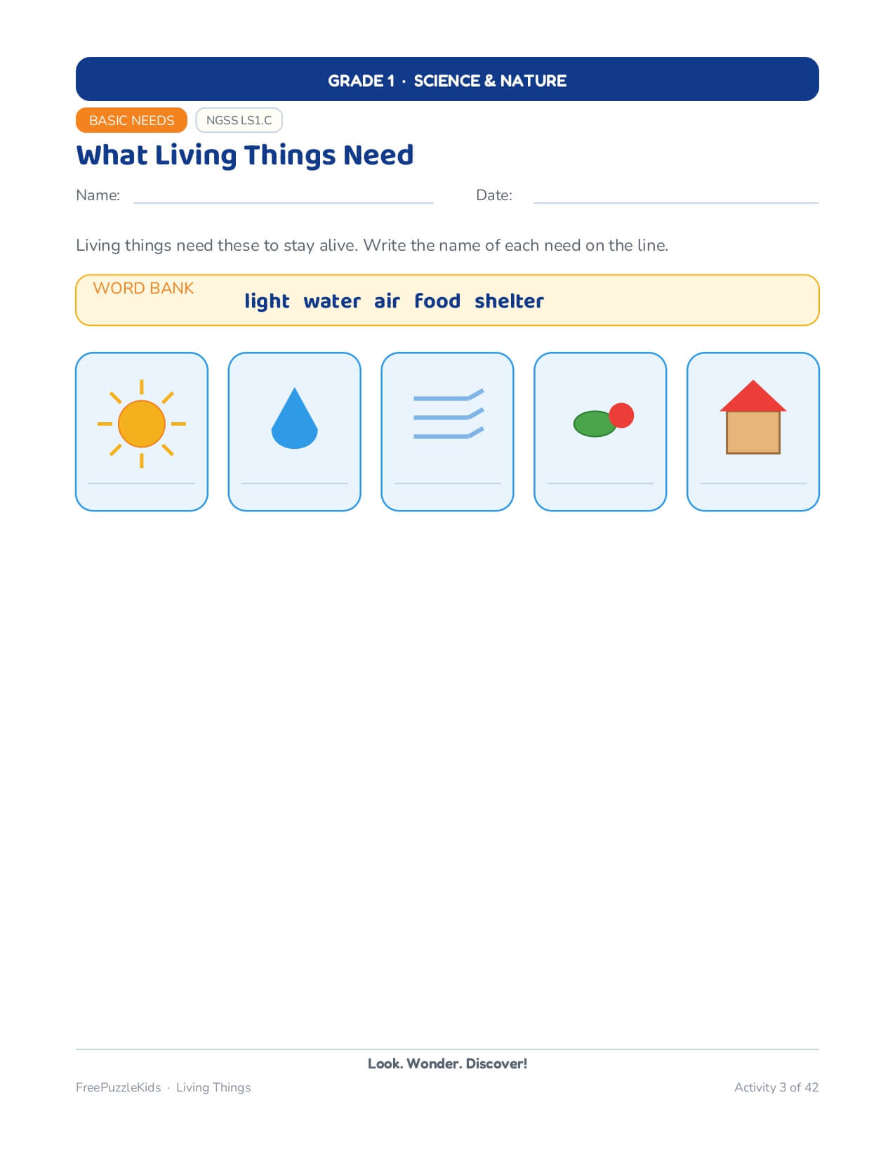 Living Things-Grade 1 Science & Nature Worksheets – worksheet preview page 4