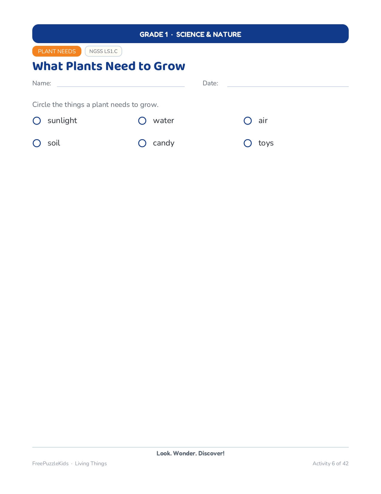 Living Things-Grade 1 Science & Nature Worksheets – worksheet preview page 7
