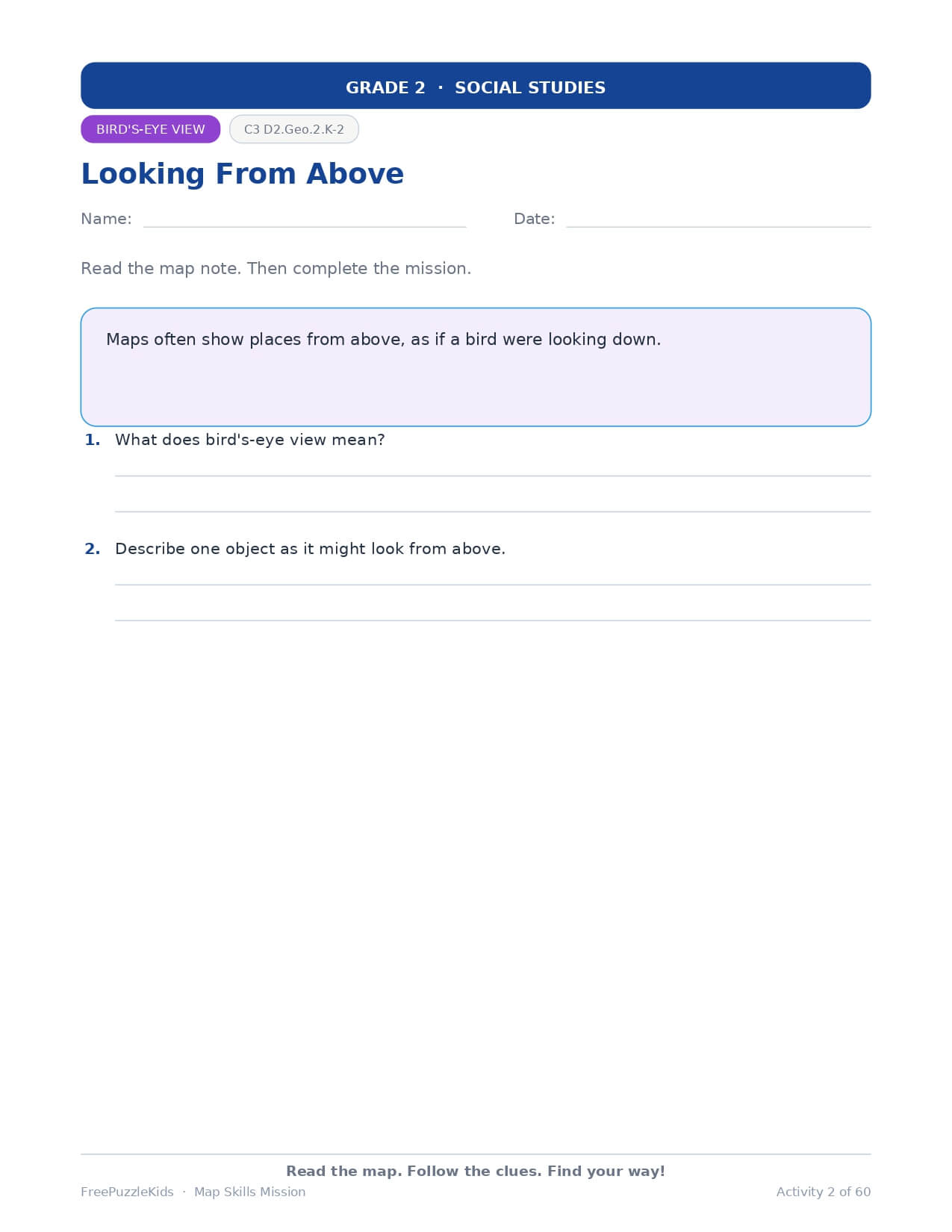 Map Skills Mission – Grade 2 – worksheet preview page 3