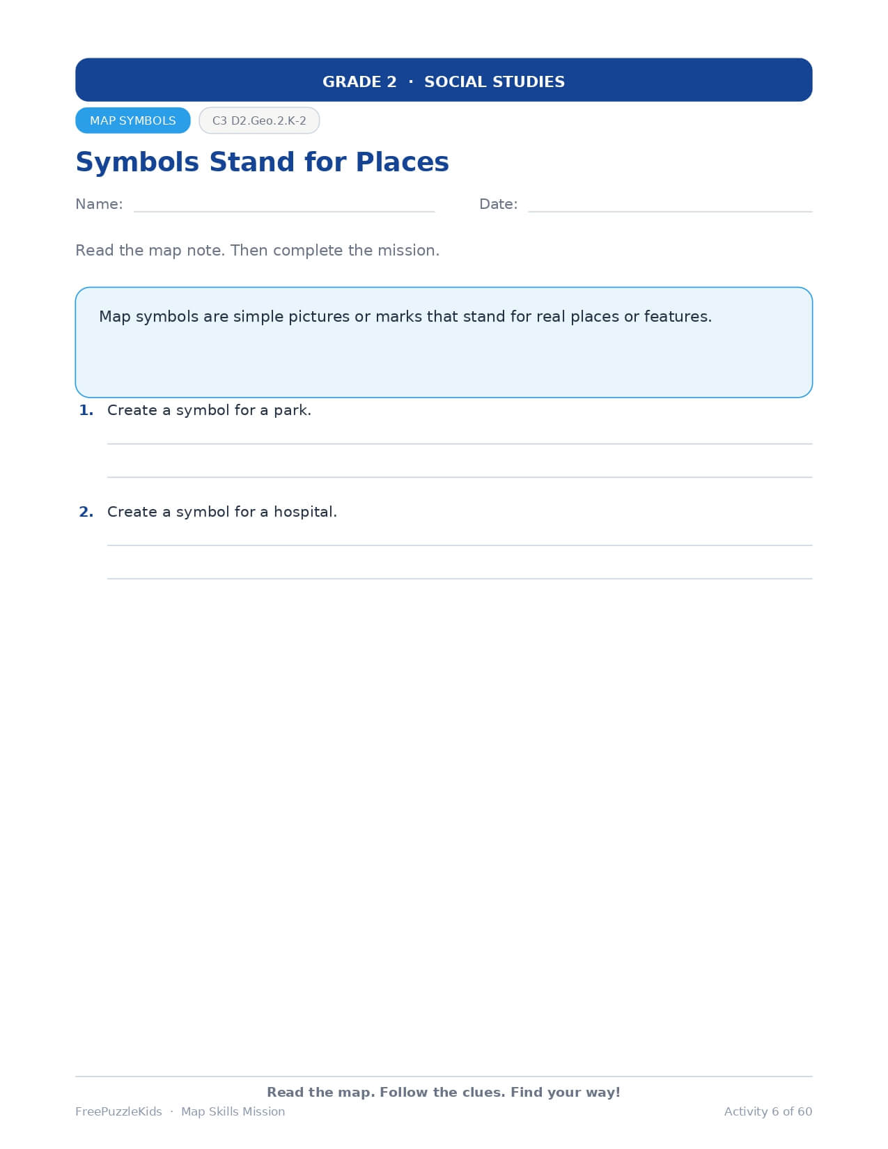 Map Skills Mission – Grade 2 – worksheet preview page 7