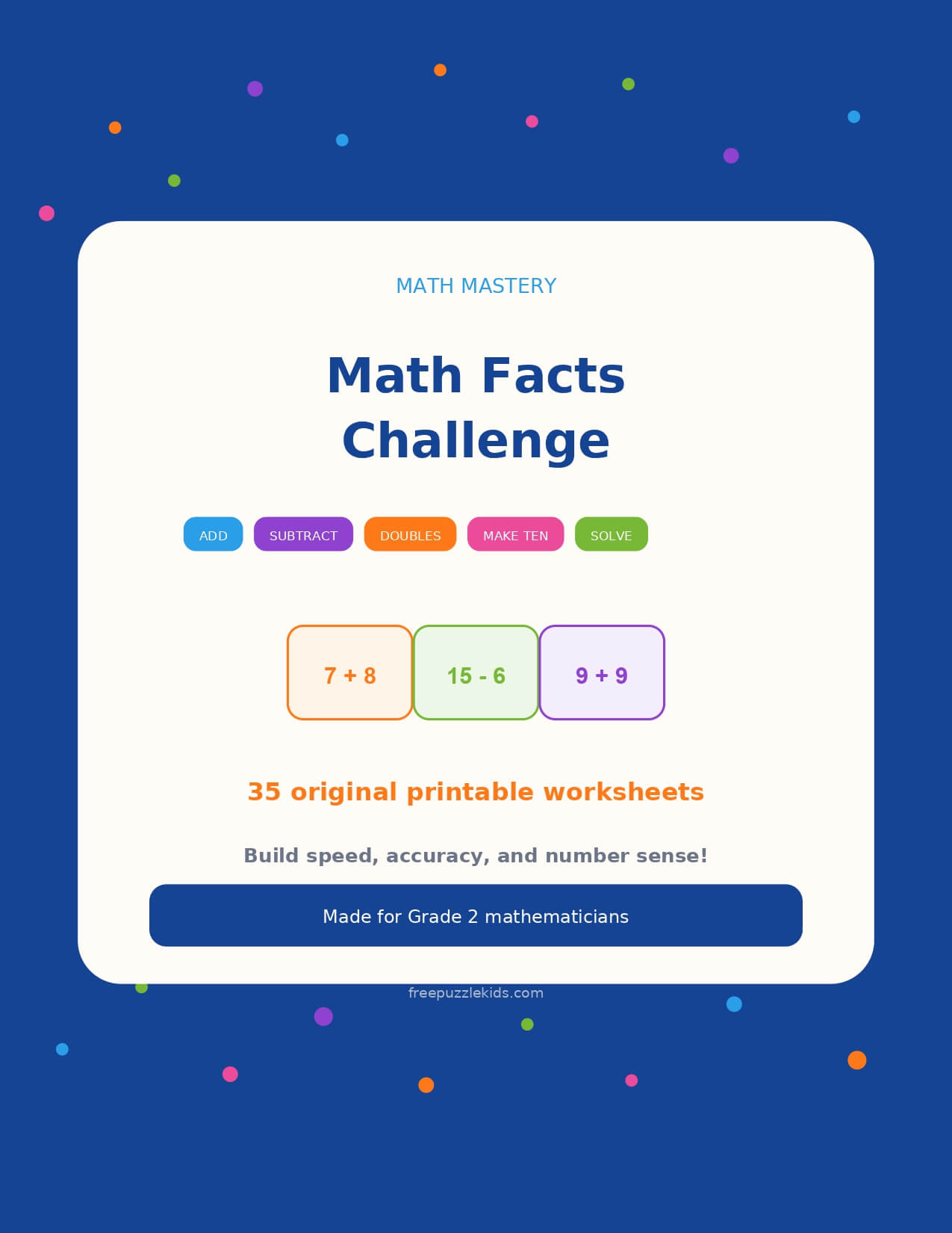 Math Facts Challenge – Grade 2 – printable educational resource