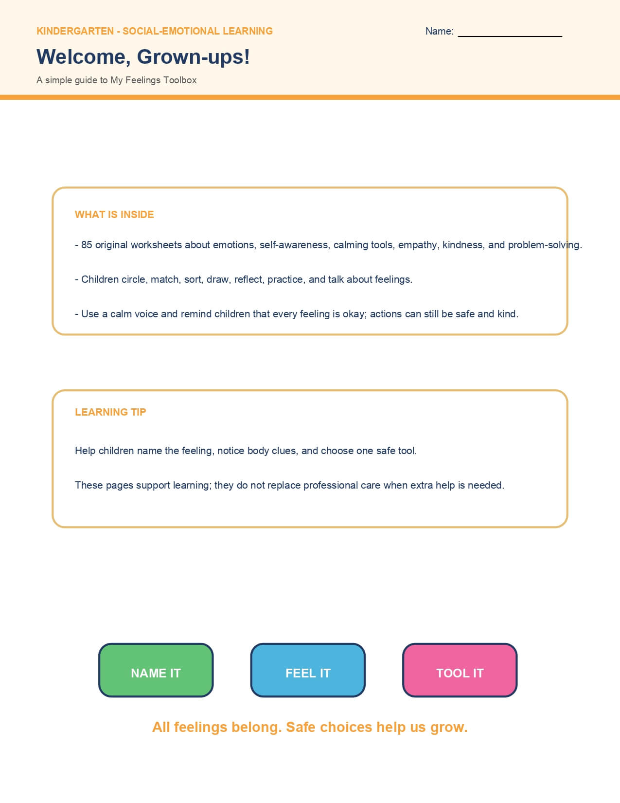 My Feelings Toolbox – worksheet preview page 1