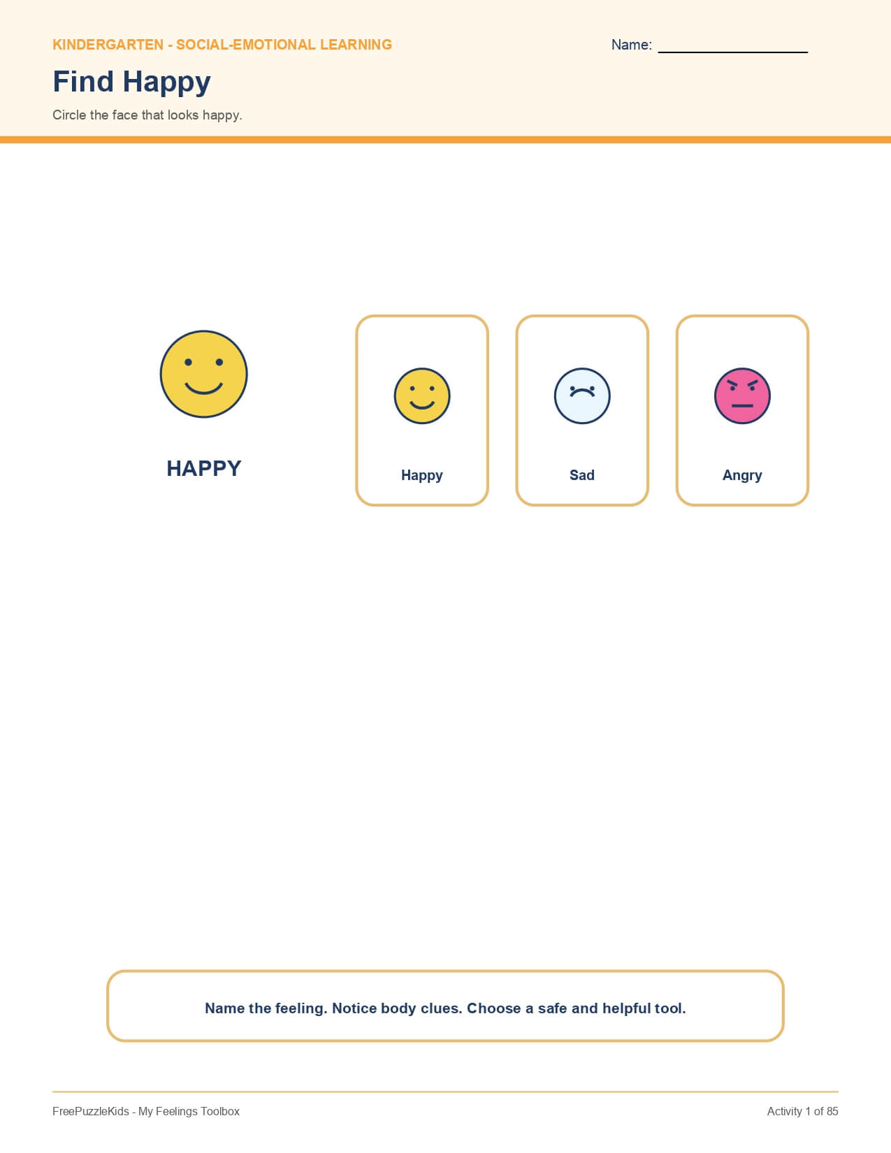 My Feelings Toolbox – worksheet preview page 2