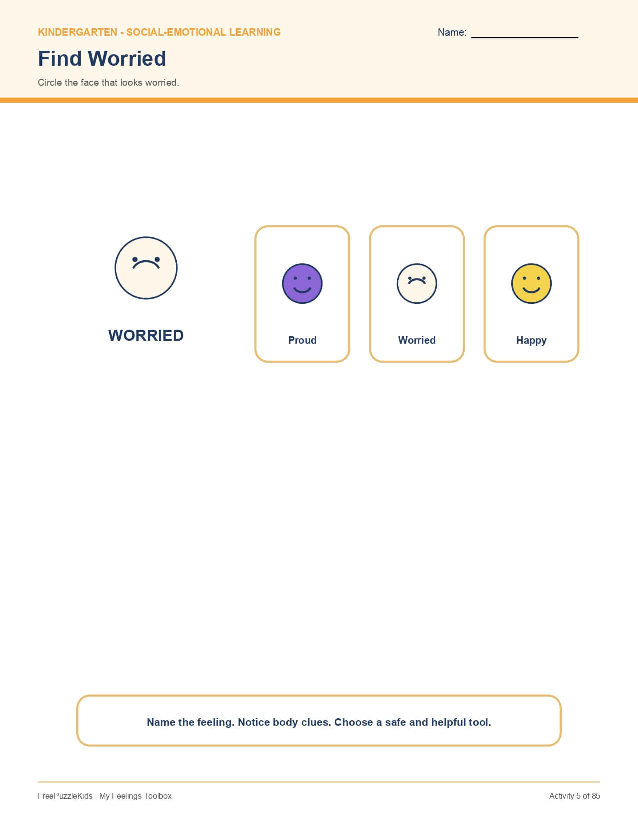 My Feelings Toolbox – worksheet preview page 6