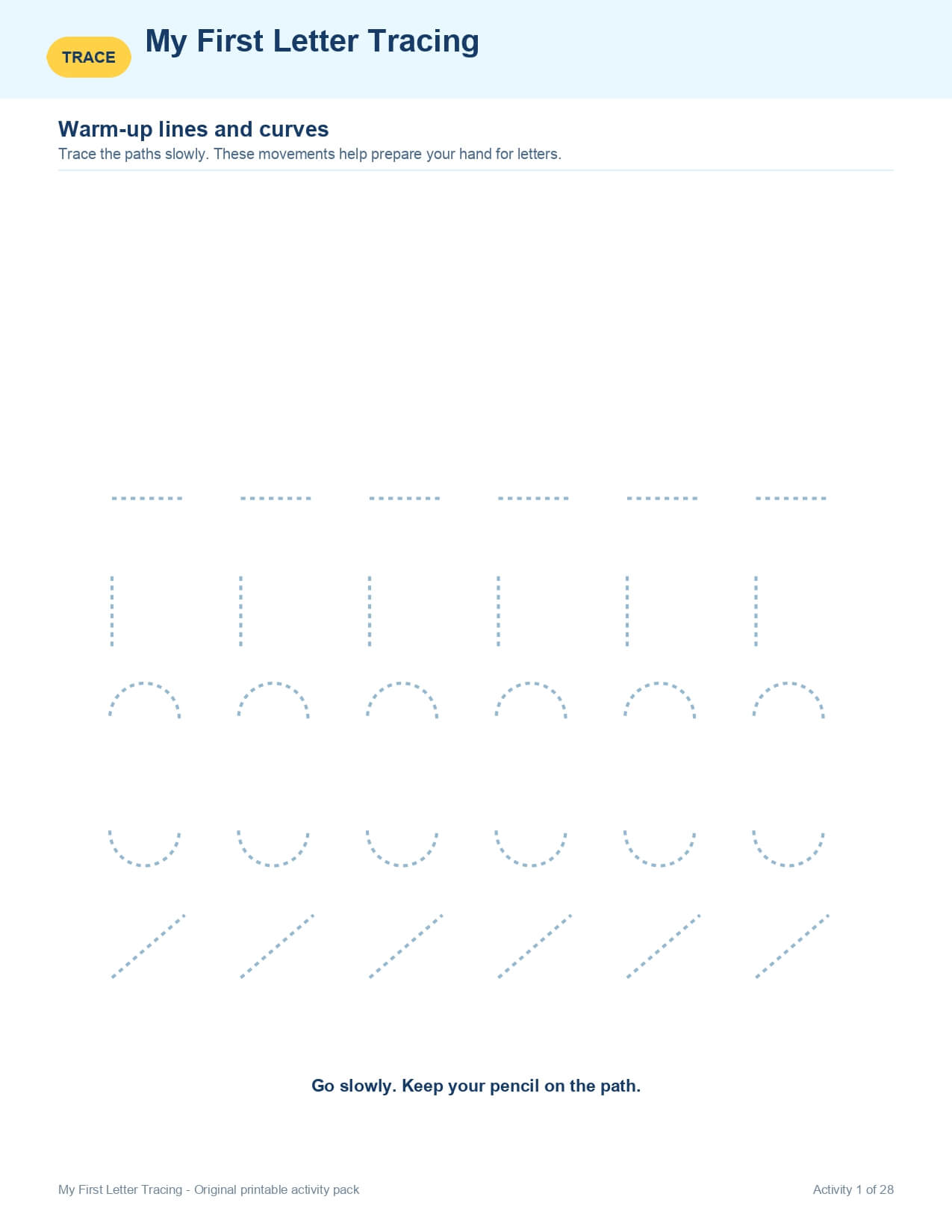 My First Letter Tracing – worksheet preview page 2