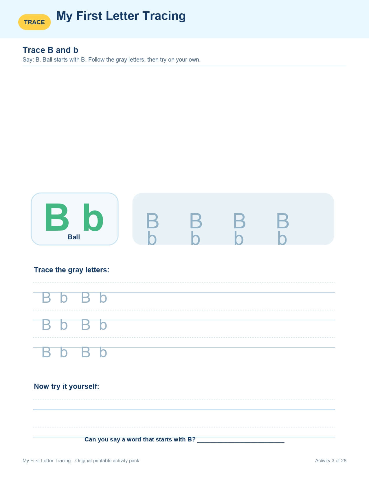 My First Letter Tracing – worksheet preview page 4