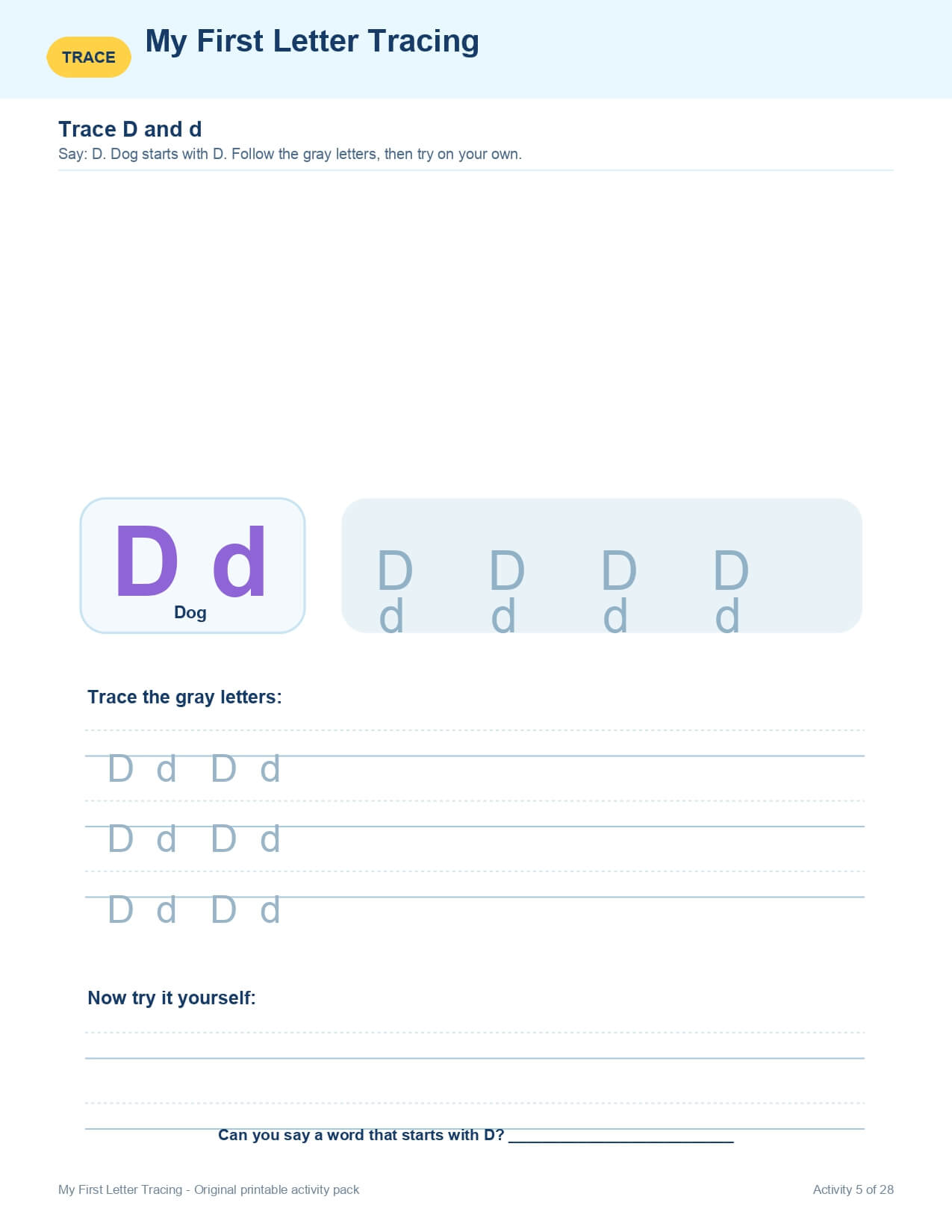 My First Letter Tracing – worksheet preview page 6