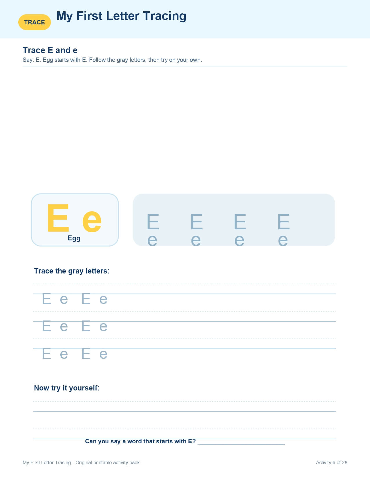 My First Letter Tracing – worksheet preview page 7