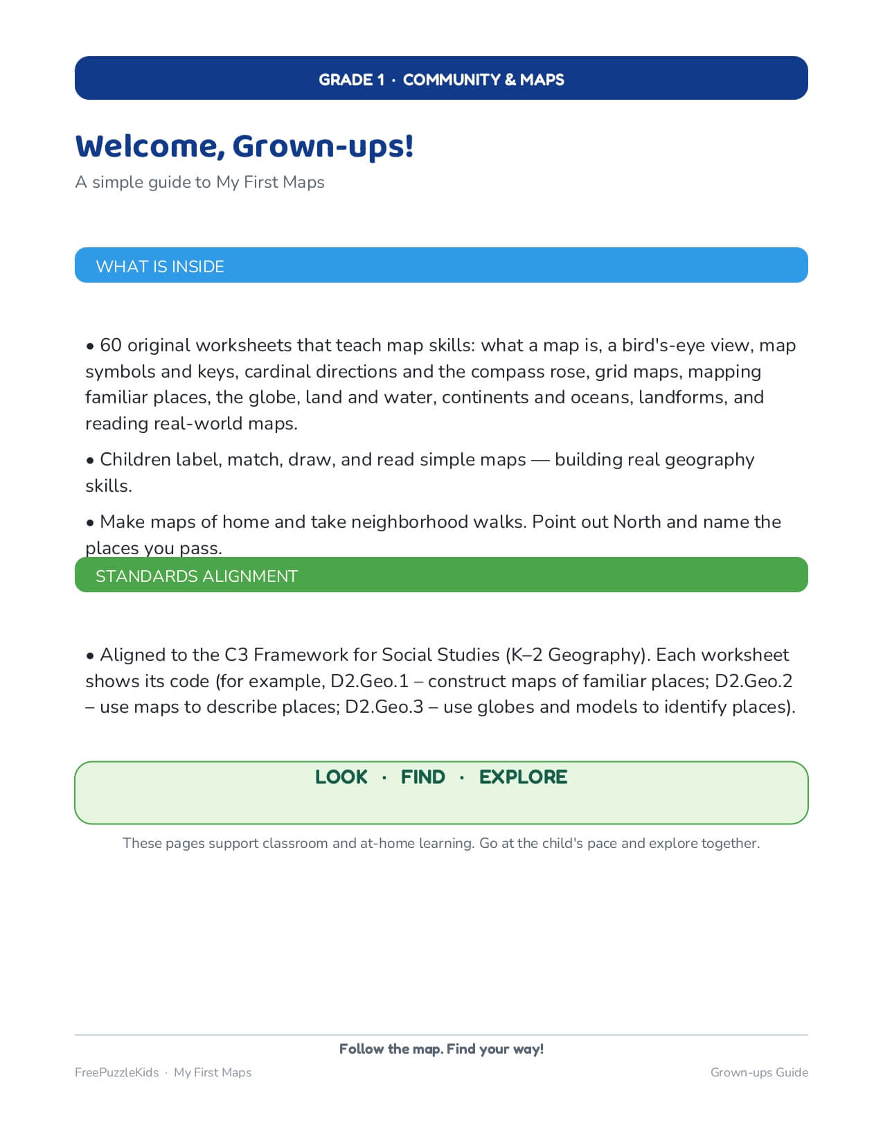 My First Maps: Grade 1 Community & Maps Worksheets – worksheet preview page 1