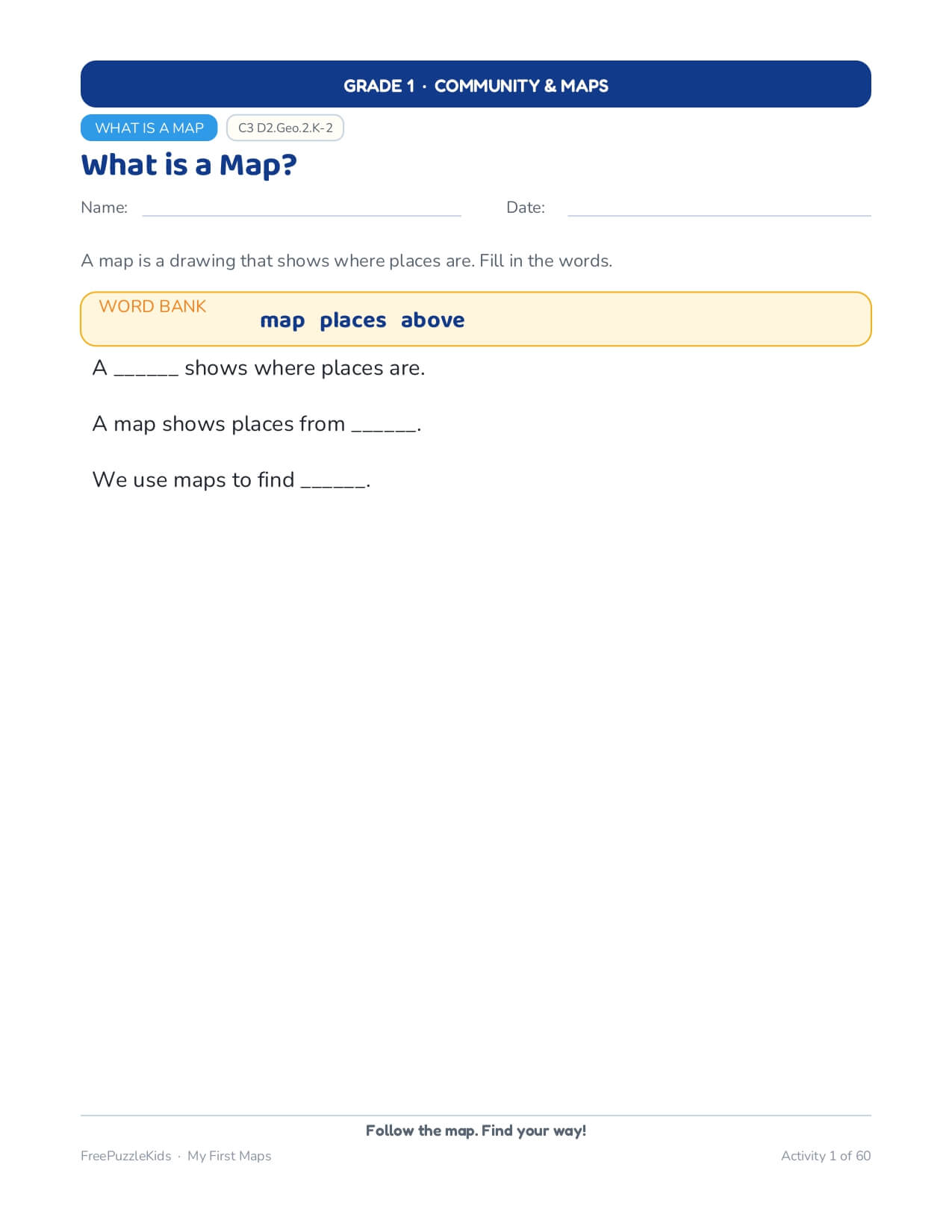 My First Maps: Grade 1 Community & Maps Worksheets – worksheet preview page 2