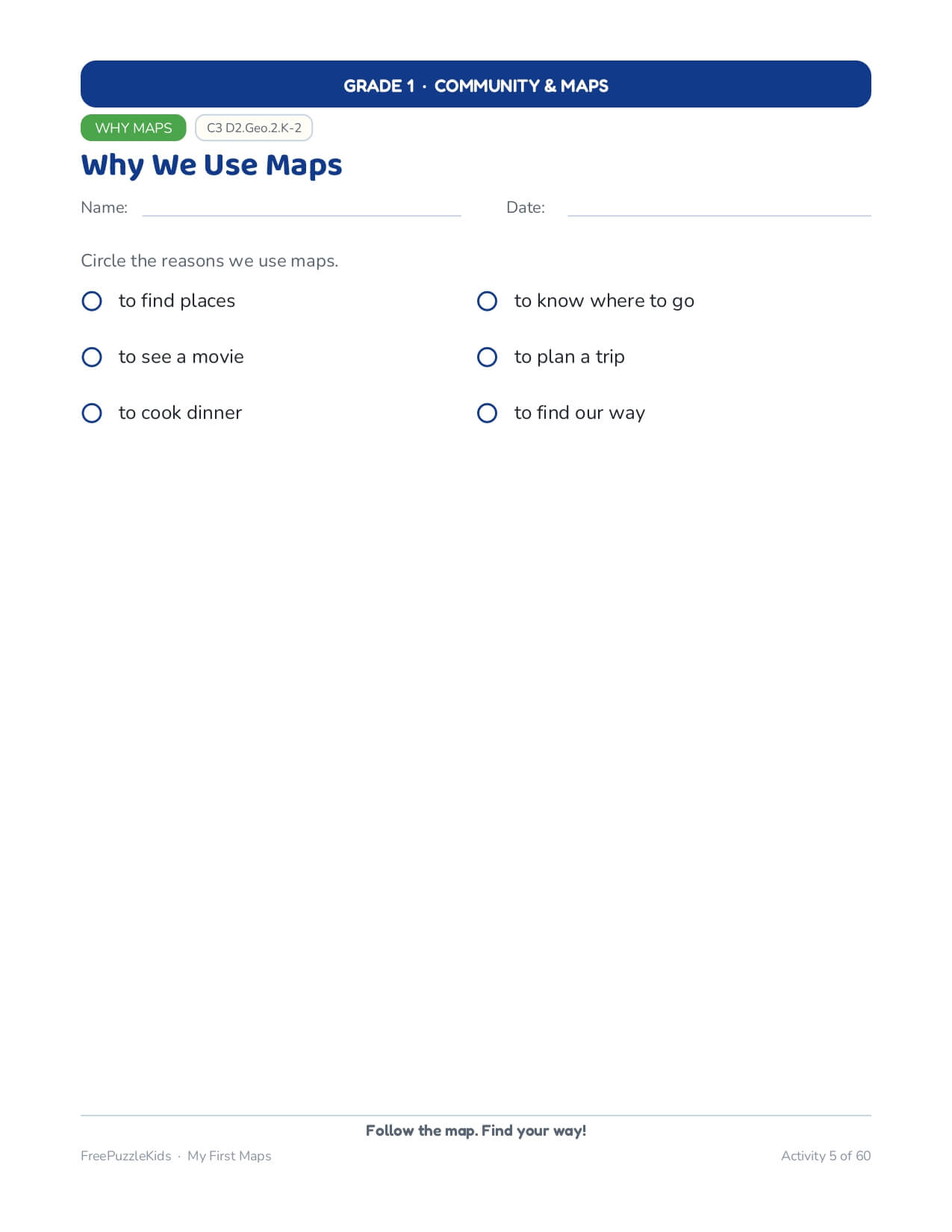 My First Maps: Grade 1 Community & Maps Worksheets – worksheet preview page 6