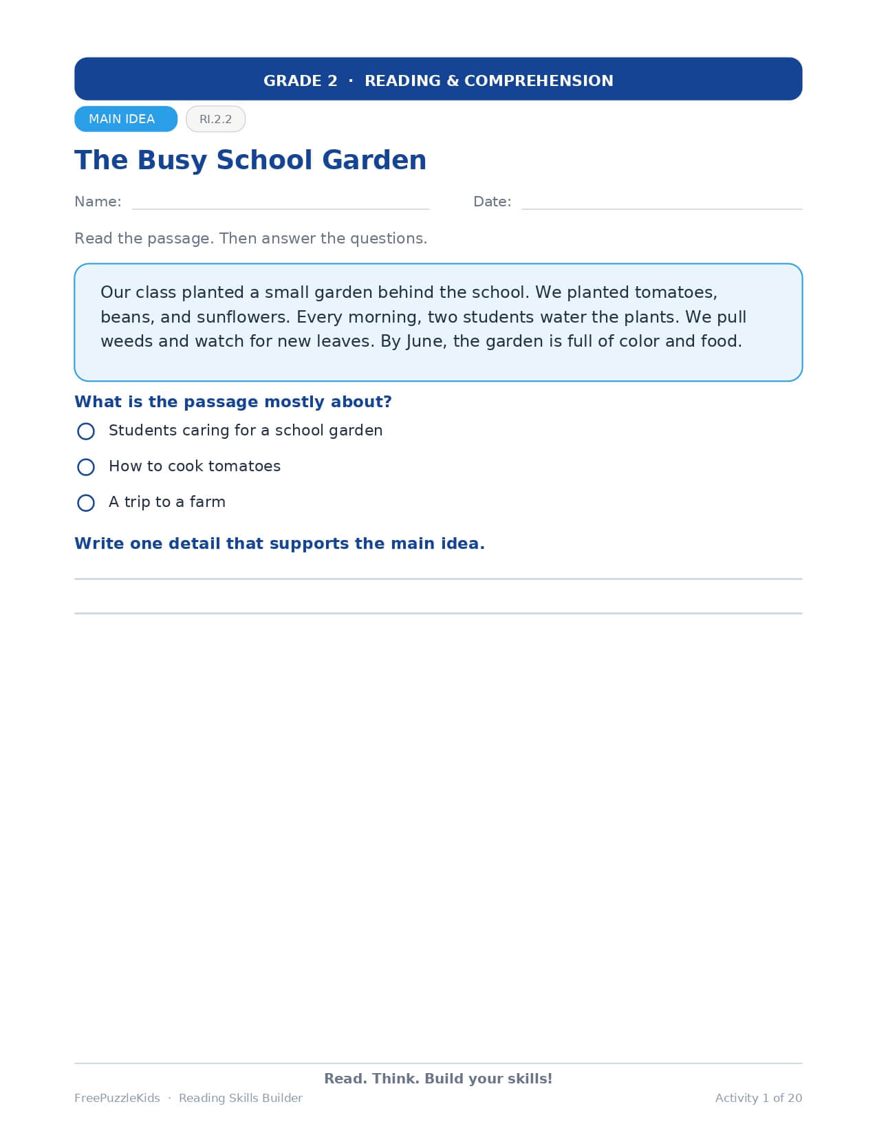 Reading Skills Builder – Grade 2 – worksheet preview page 2