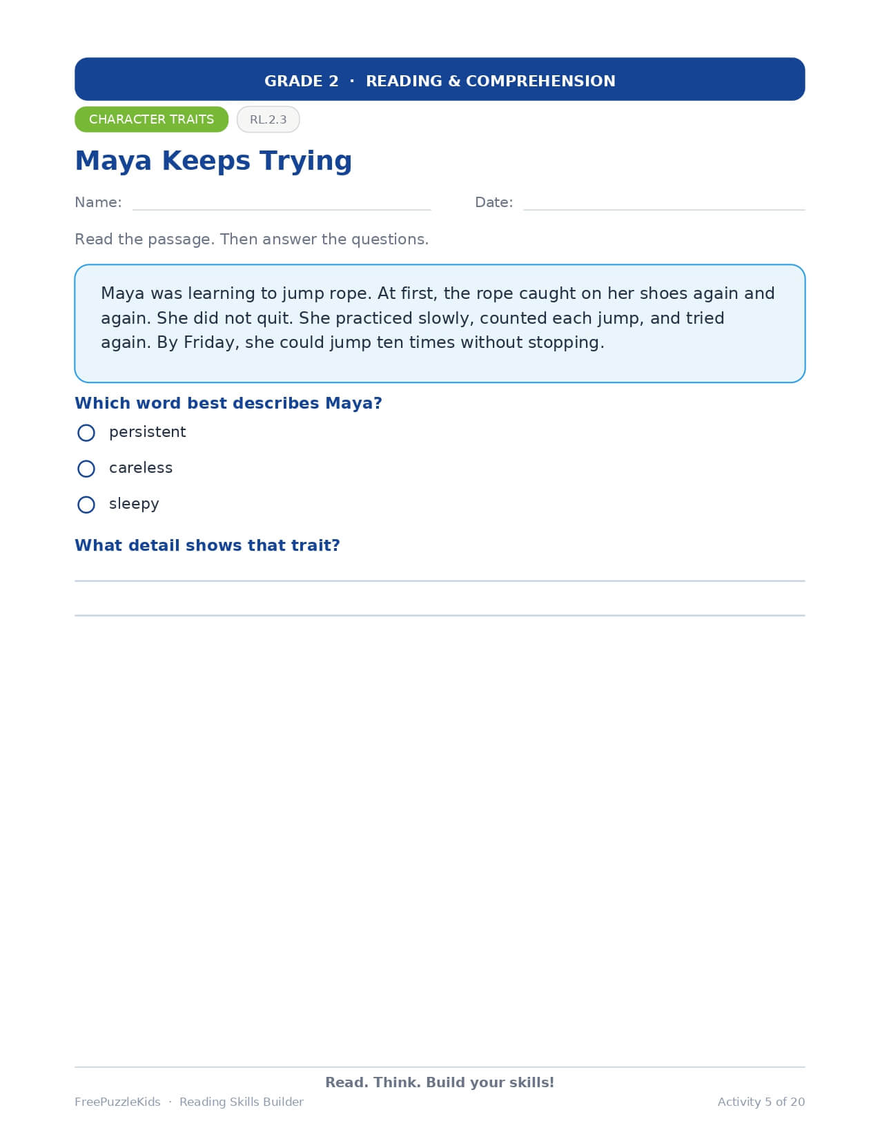 Reading Skills Builder – Grade 2 – worksheet preview page 6