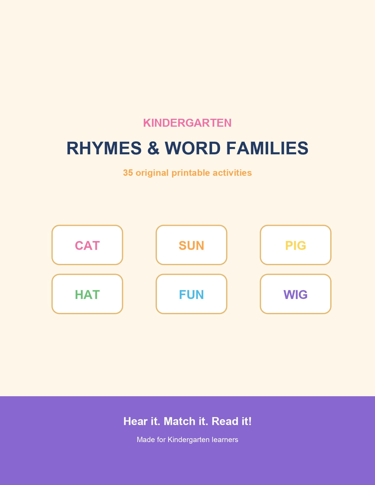 Rhymes & Word Families – printable educational resource