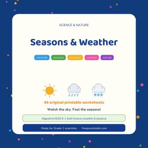 Seasons & Weather-Grade 1 Science & Nature Worksheets – printable educational resource