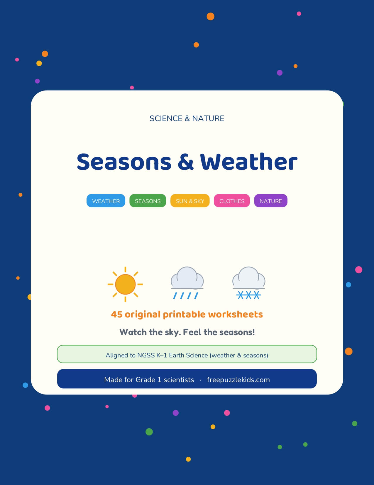 Seasons & Weather-Grade 1 Science & Nature Worksheets – printable educational resource