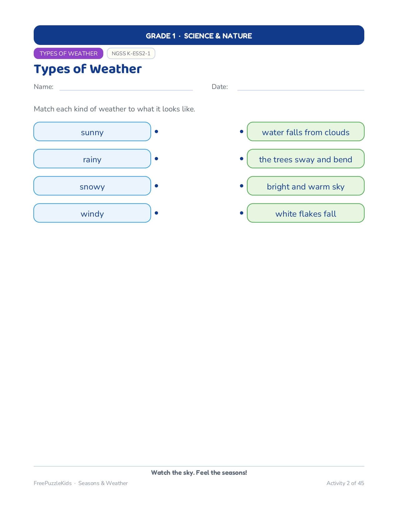 Seasons & Weather-Grade 1 Science & Nature Worksheets – worksheet preview page 3
