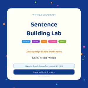 Sentence Building Lab (Grade 1 Worksheets) – printable educational resource
