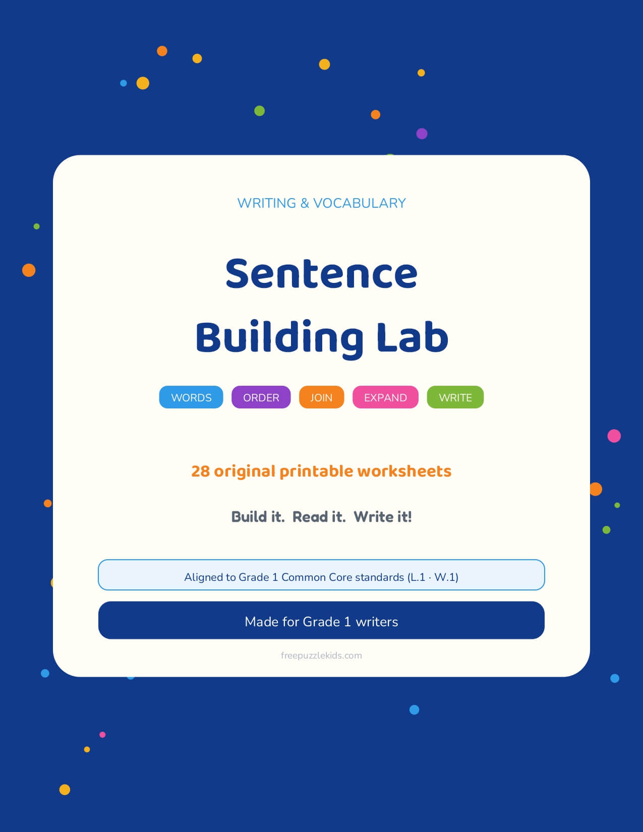 Sentence Building Lab (Grade 1 Worksheets) – printable educational resource