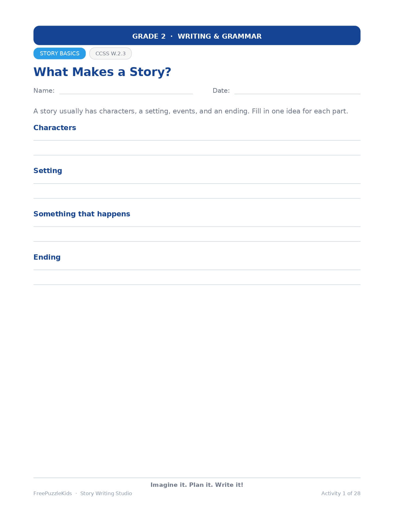 Story Writing Studio – Grade 2 – worksheet preview page 2