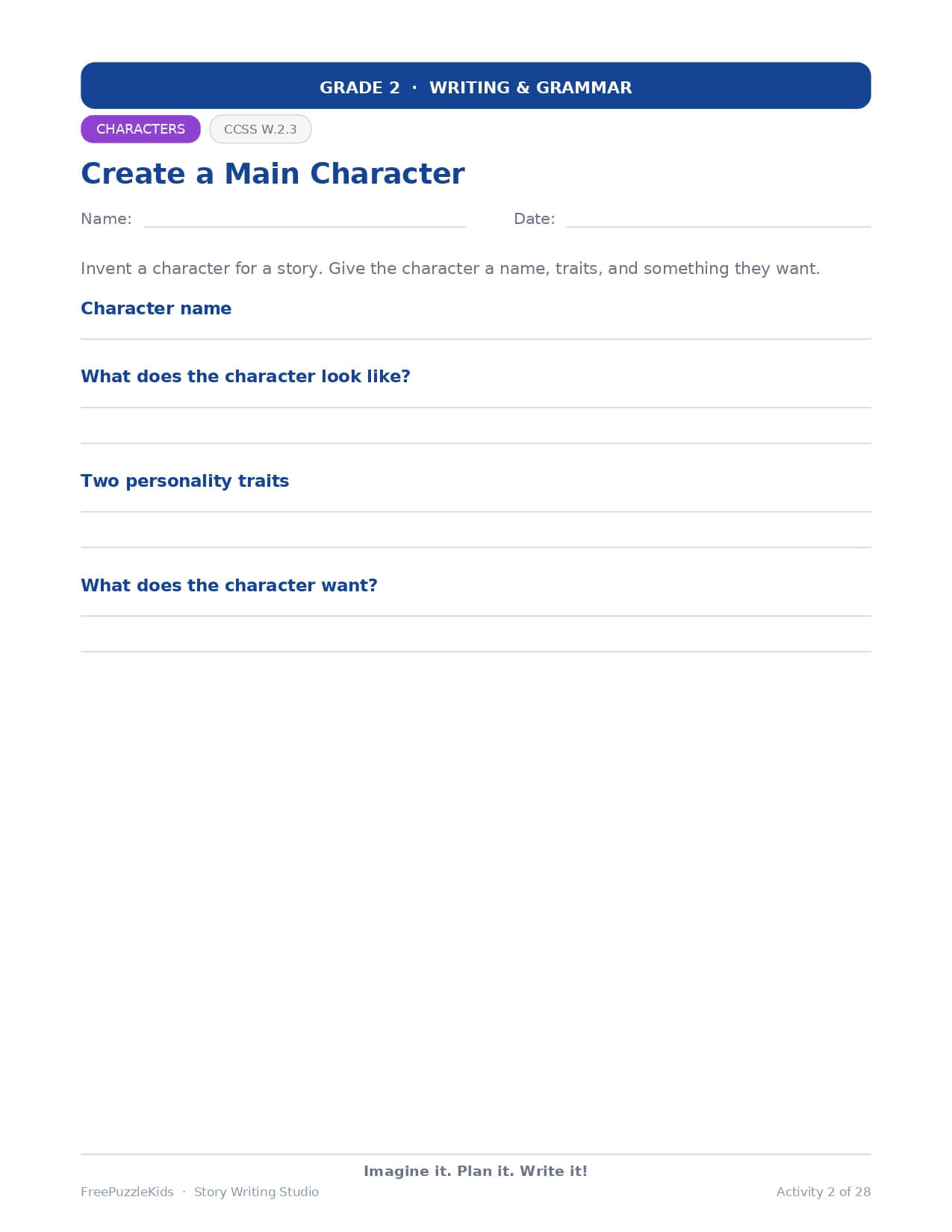 Story Writing Studio – Grade 2 – worksheet preview page 3