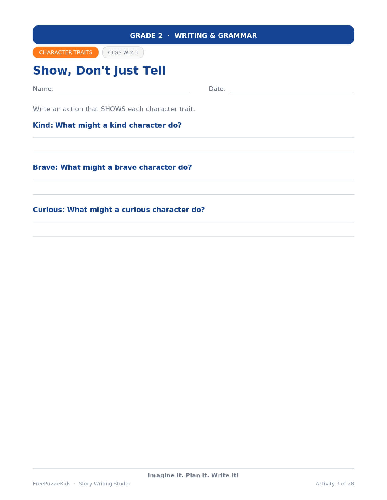 Story Writing Studio – Grade 2 – worksheet preview page 4