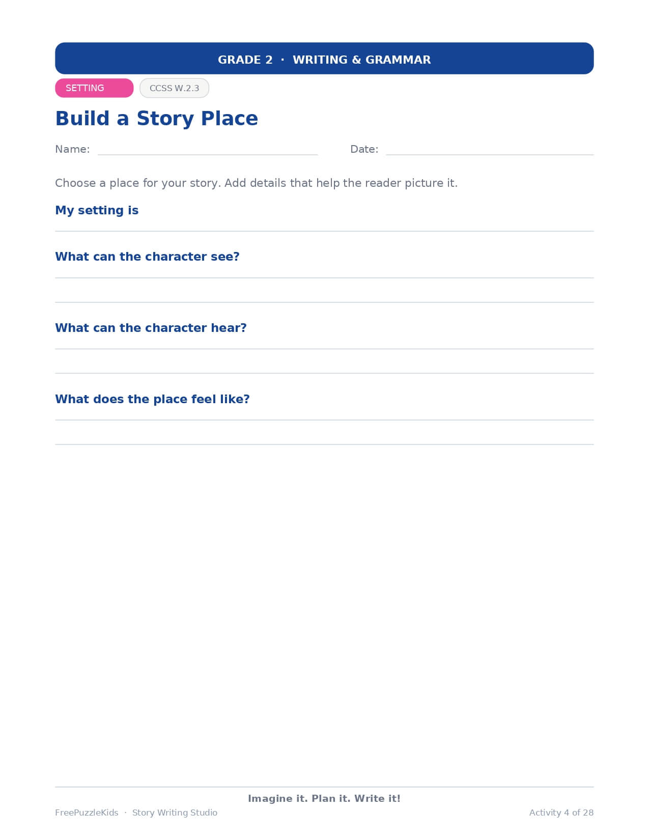 Story Writing Studio – Grade 2 – worksheet preview page 5