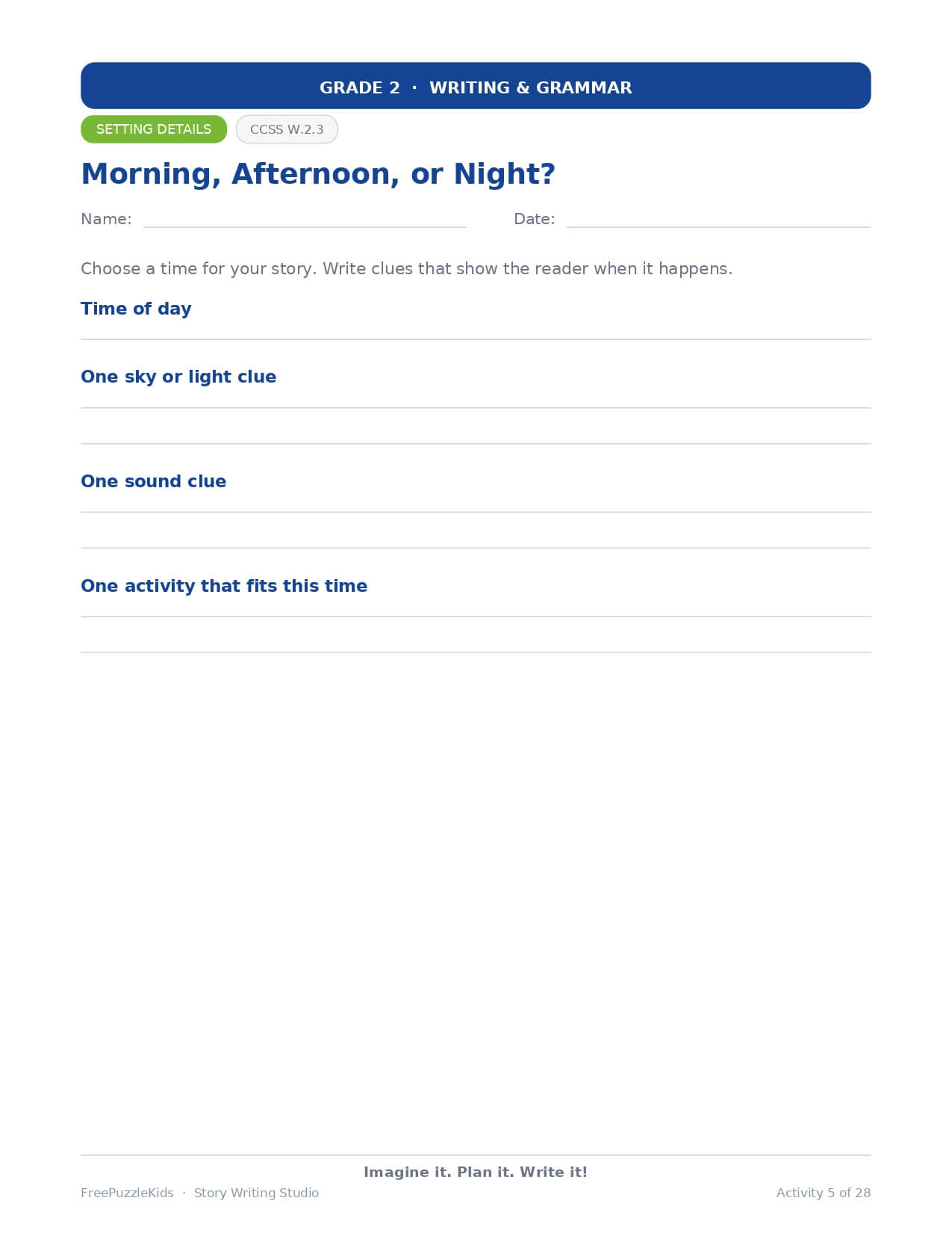 Story Writing Studio – Grade 2 – worksheet preview page 6
