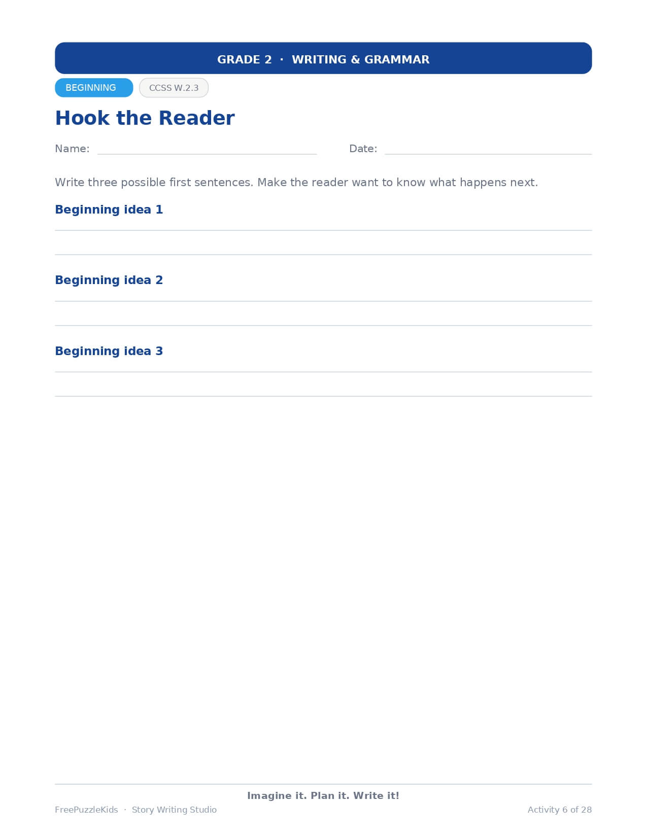Story Writing Studio – Grade 2 – worksheet preview page 7