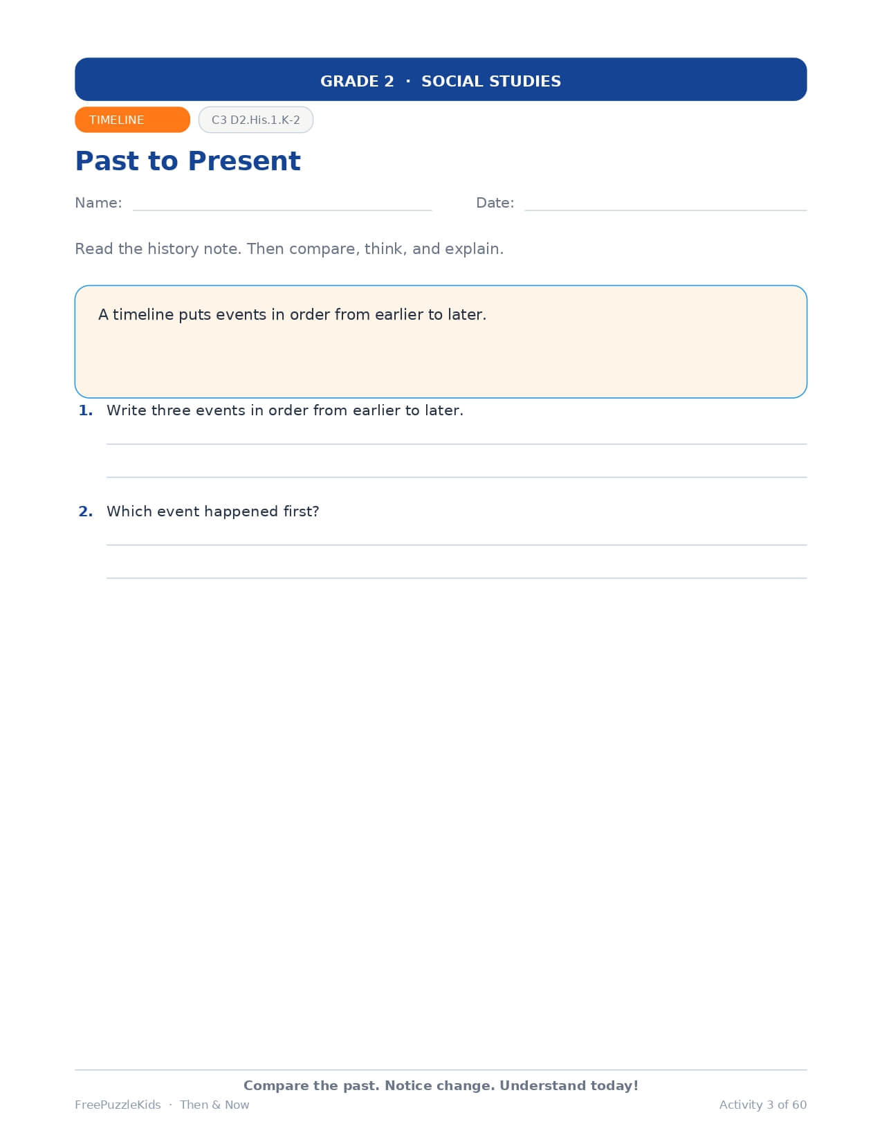 Then & Now - Grade 2 Social Studies – worksheet preview page 4