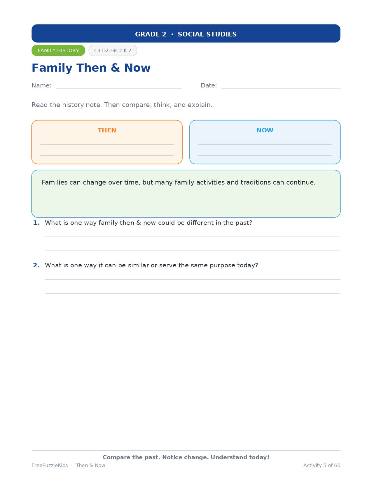 Then & Now - Grade 2 Social Studies – worksheet preview page 6