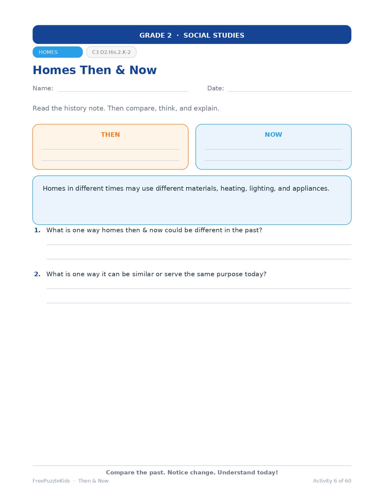 Then & Now - Grade 2 Social Studies – worksheet preview page 7