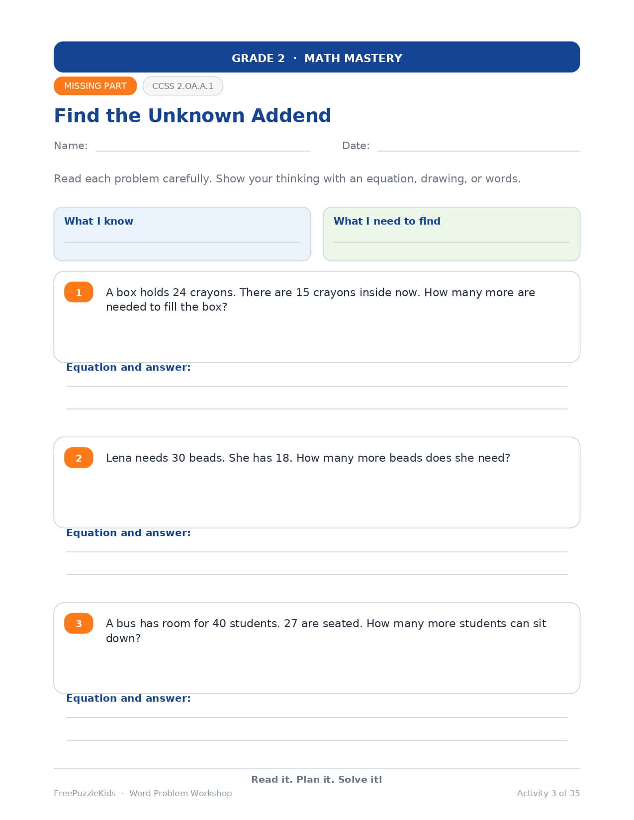 Word Problem Workshop – Grade 2 – worksheet preview page 4