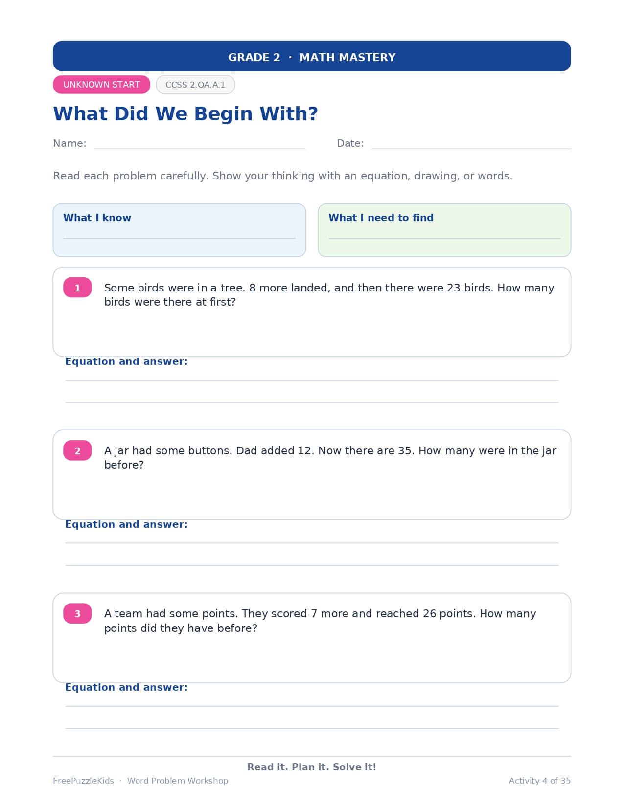 Word Problem Workshop – Grade 2 – worksheet preview page 5