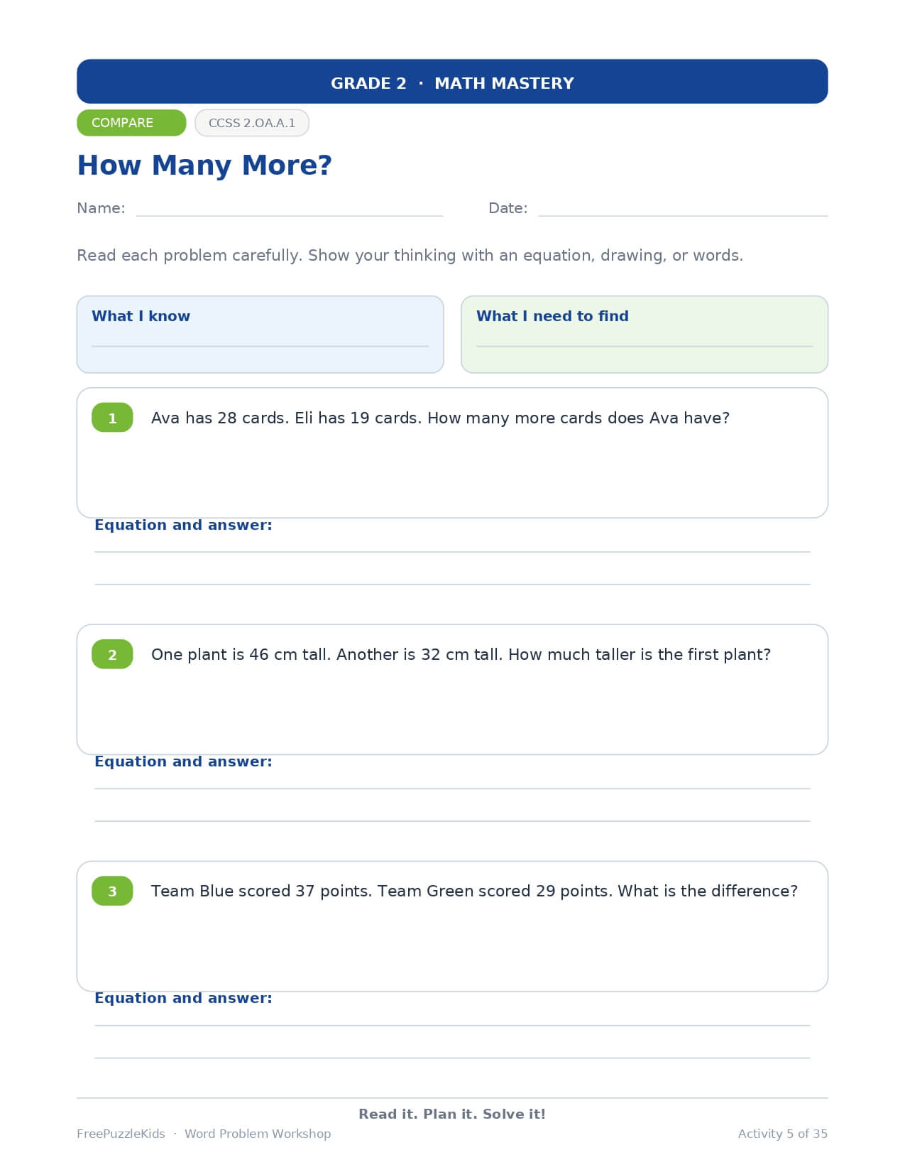 Word Problem Workshop – Grade 2 – worksheet preview page 6