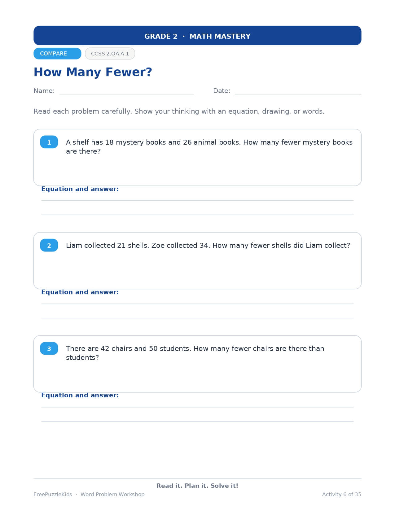 Word Problem Workshop – Grade 2 – worksheet preview page 7